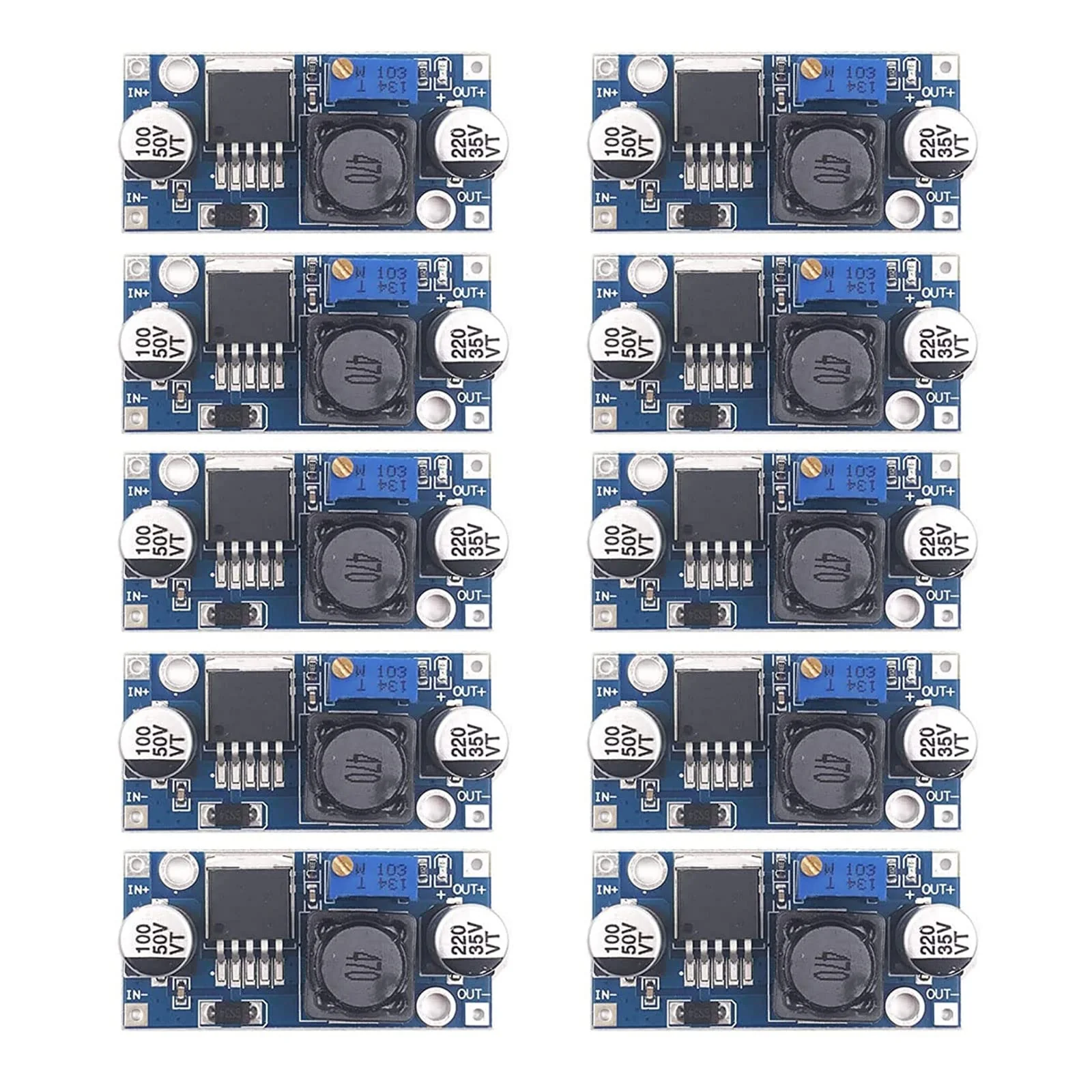Step Down Converter Binghe Pack of 10 DC-DC 3A Buck Converter, Step-Down Converter Module, Voltage Regulator, Adjustable Power Supply Downward Module, 3.2-46 V to 1.25-35 V Adjustable Power Supply