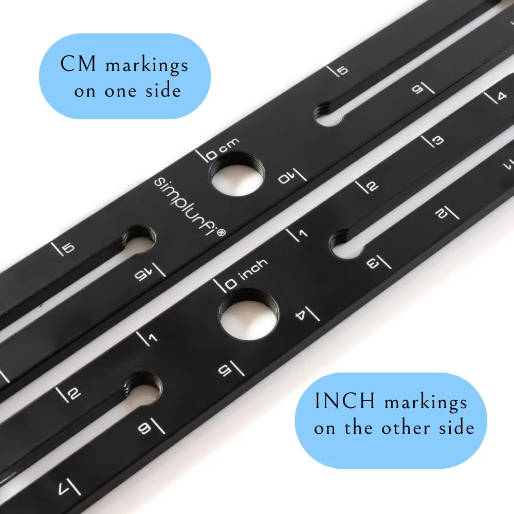 Stereo Array Spacing Bar Microphone Holder with Ruled Markings Assembled - Mount 4 Mics - X-Y and ORTF Mic T-Bar Bracket, Fits 3/8" and 5/8" Mic Stands with Included Adapter