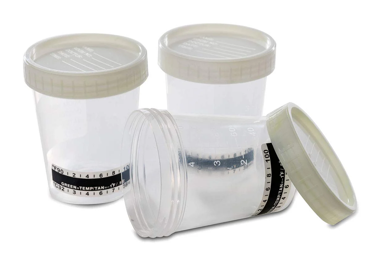 Sterile Urine Cup / Sample Cup Screw Top 120ml with Temperature Indicator Pack of 5