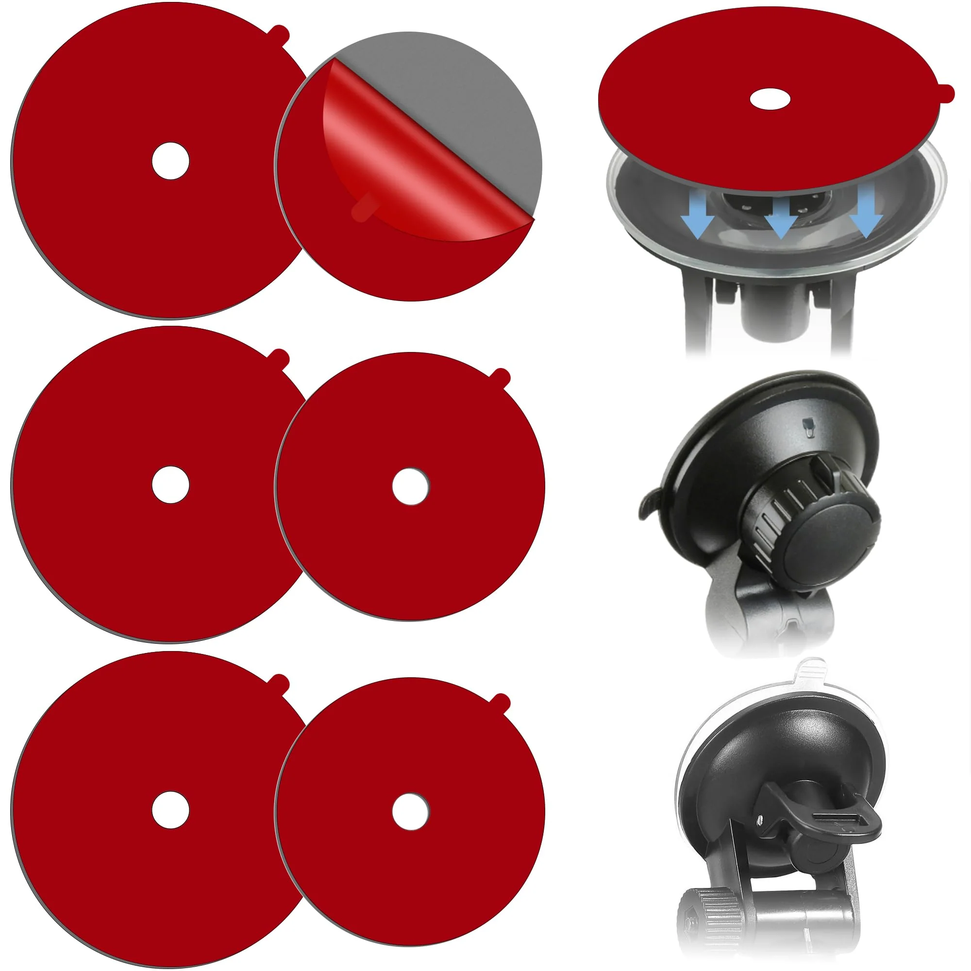 Sticky Adhesive Pad for Radar Detector Mount,Round Clear Double-Sided Tapes(2.2 inches and 2.6 inches) with Center Hole Design,for Radar Detector Mount,Dash Cam Suction Cup,GPS Sucker Holder etc Double-Sided Sticky Adhesive Pad