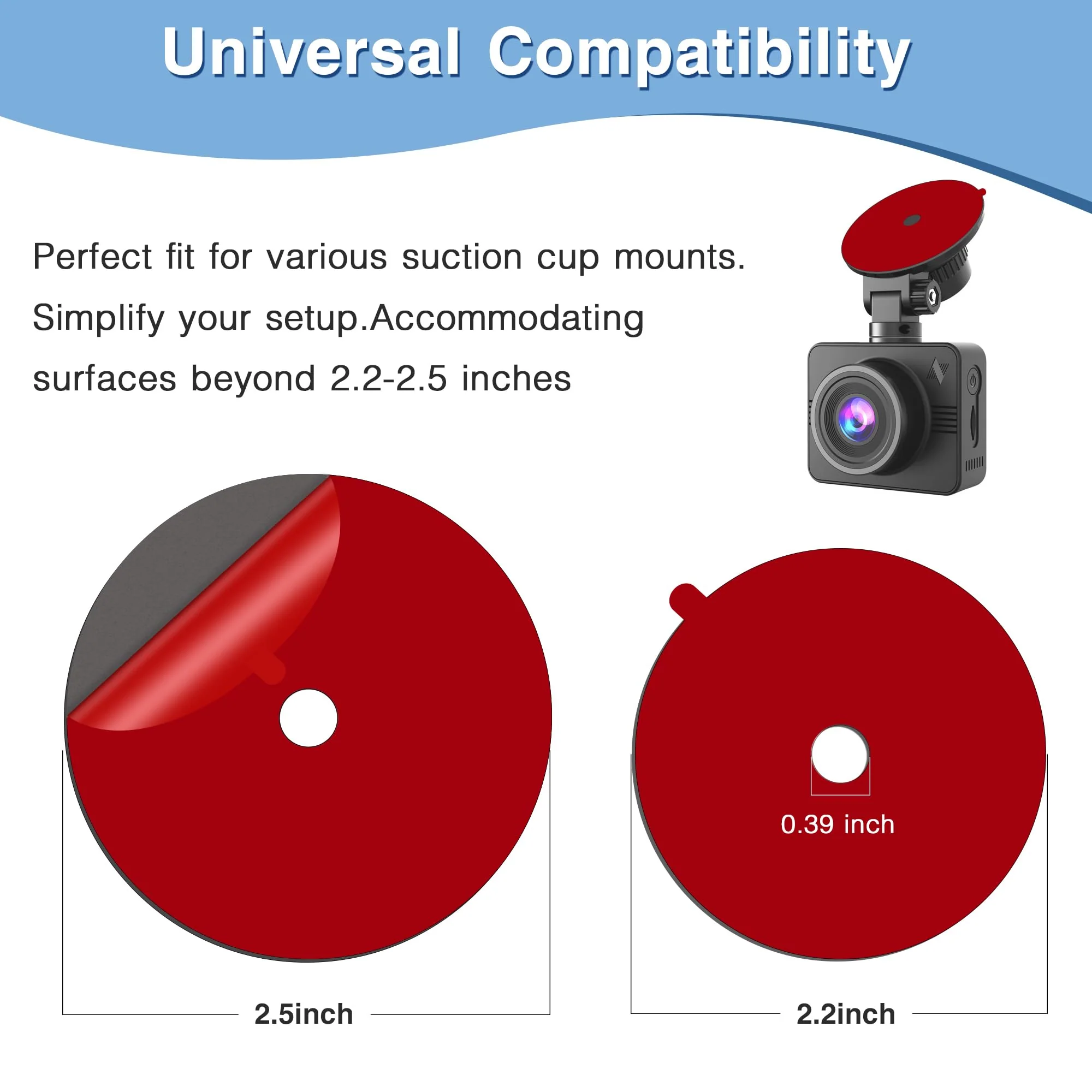 Sticky Adhesive Pad for Radar Detector Mount,Round Clear Double-Sided Tapes(2.2 inches and 2.6 inches) with Center Hole Design,for Radar Detector Mount,Dash Cam Suction Cup,GPS Sucker Holder etc Double-Sided Sticky Adhesive Pad - Image 2