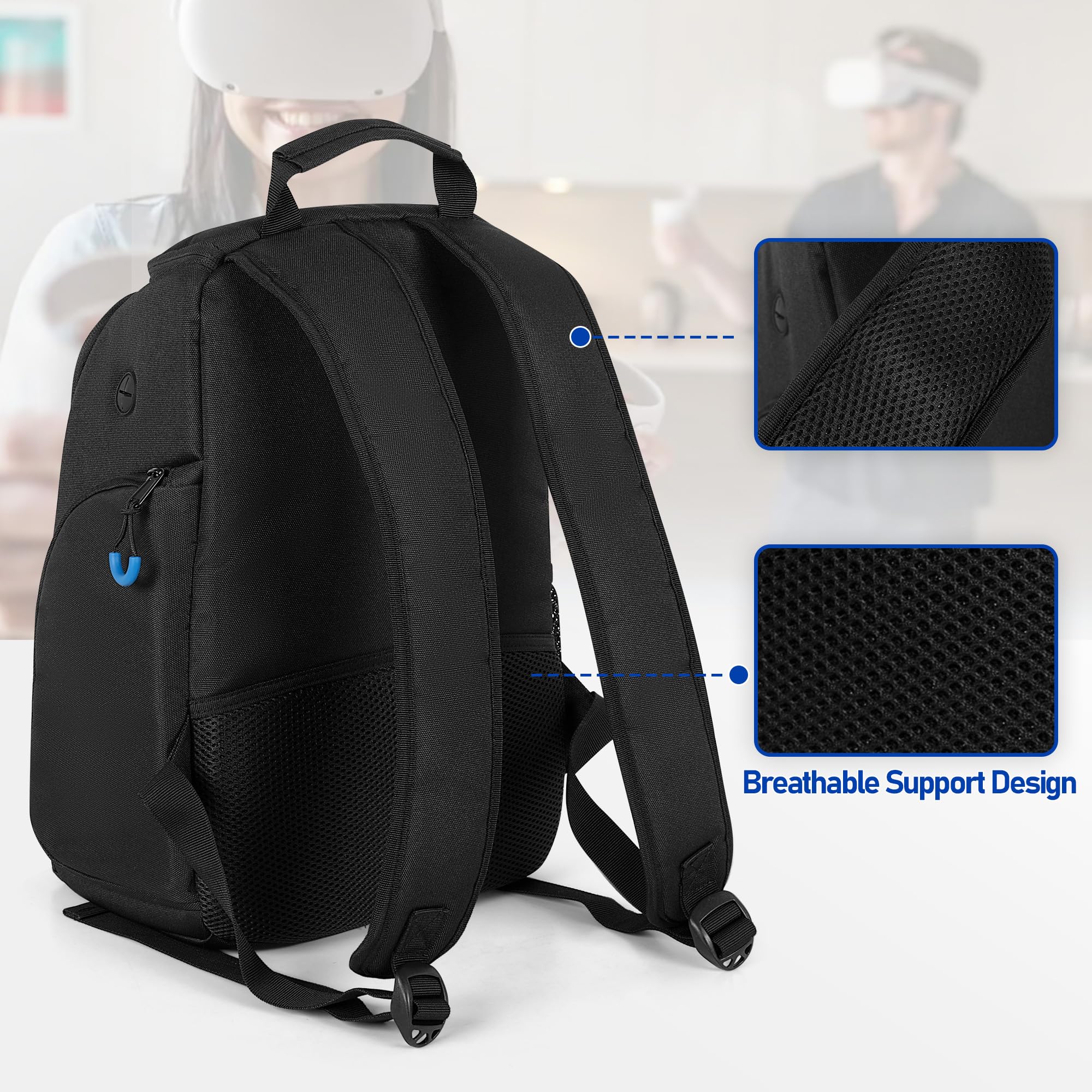 Storage Carrying Bag Compatible with Oculus Meta Quest 2/Quest 3/Quest Pro/VR Elite Strap and Controller, Travel Backpack Case with Lots of Space for Accessories (Patent Design) - Image 5