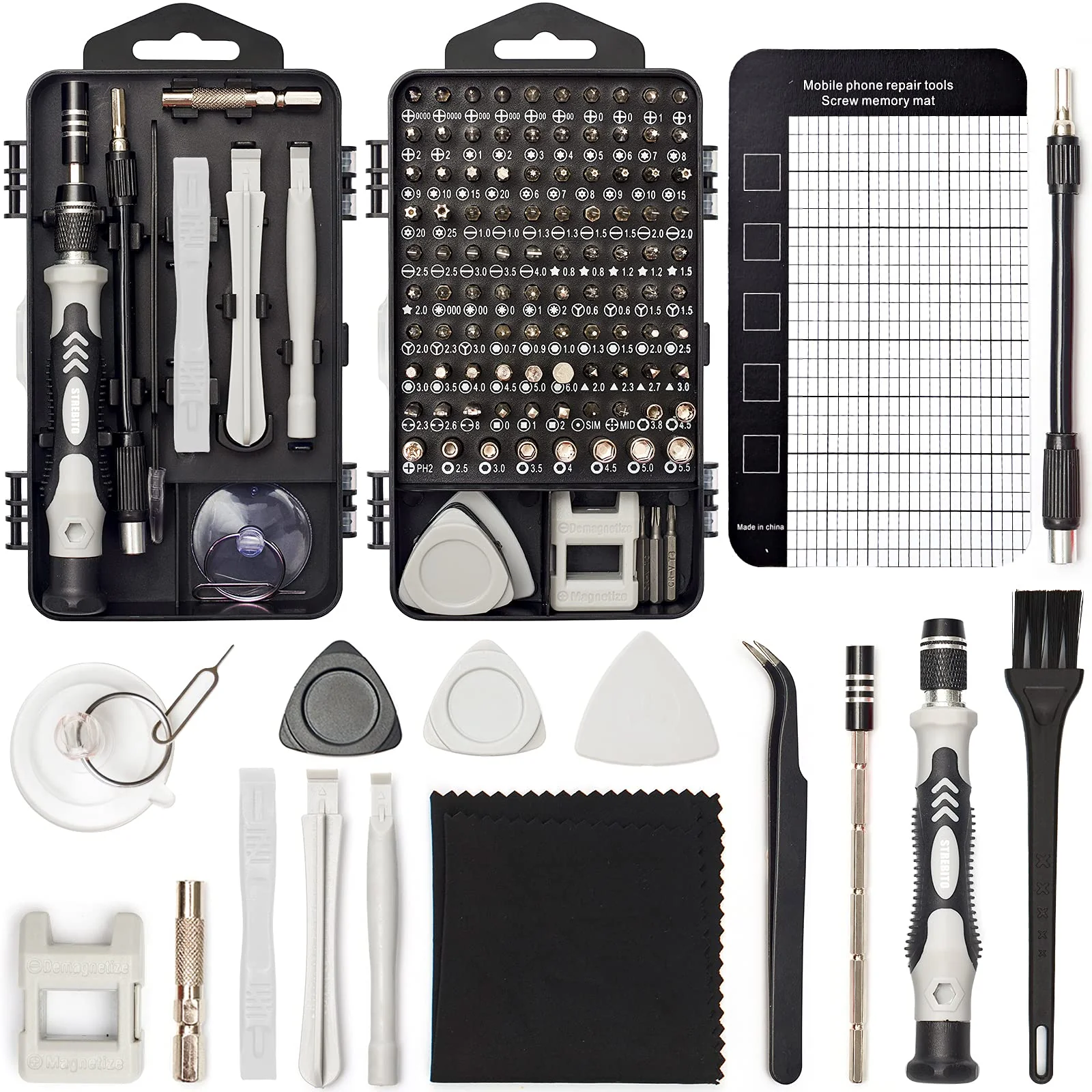 STREBITO Precision Screwdriver Set 124-Piece Electronics Tool Kit with 101 Bits Magnetic Screwdriver Set for Computer, Laptop, Cell Phone, PC, MacBook, iPhone, Nintendo Switch, PS4, PS5, Xbox Repair 124 Pieces Grey - Image 2