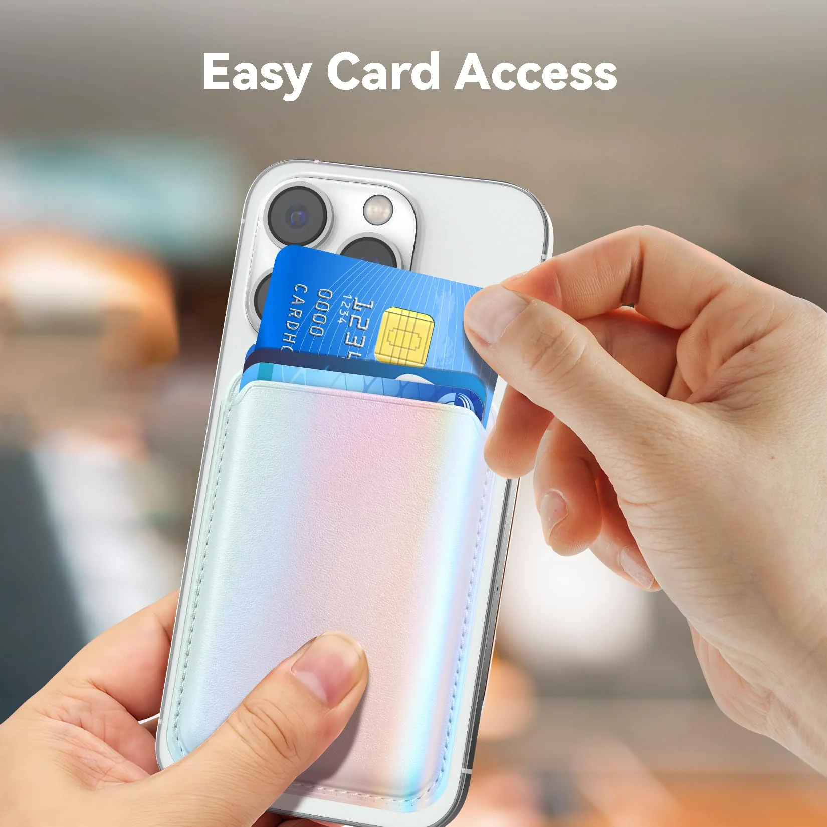 Stronger Magnetic Magsafe Wallet Cell Phone Card Holder for iPhone 15 Series, RFID Leather Phone Wallet Stick on Series of iPhone 14/13/12 Pro/Promax and Magsafe Devices, Rainbow - Image 7