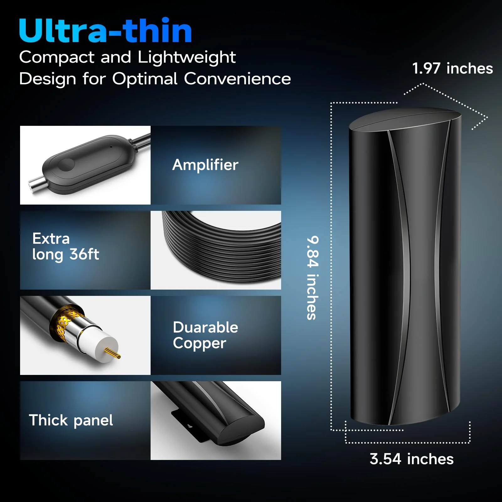 Strongest TV Antenna, 1600 Miles Range Digital Antenna for Smart TV Indoor, TV Antenna for Local Channels with High Gain Amplifier, Long Range HD TV Antenna Supports 4K 8K,1080p -36ft Coax Cable AN-5004 - Image 8