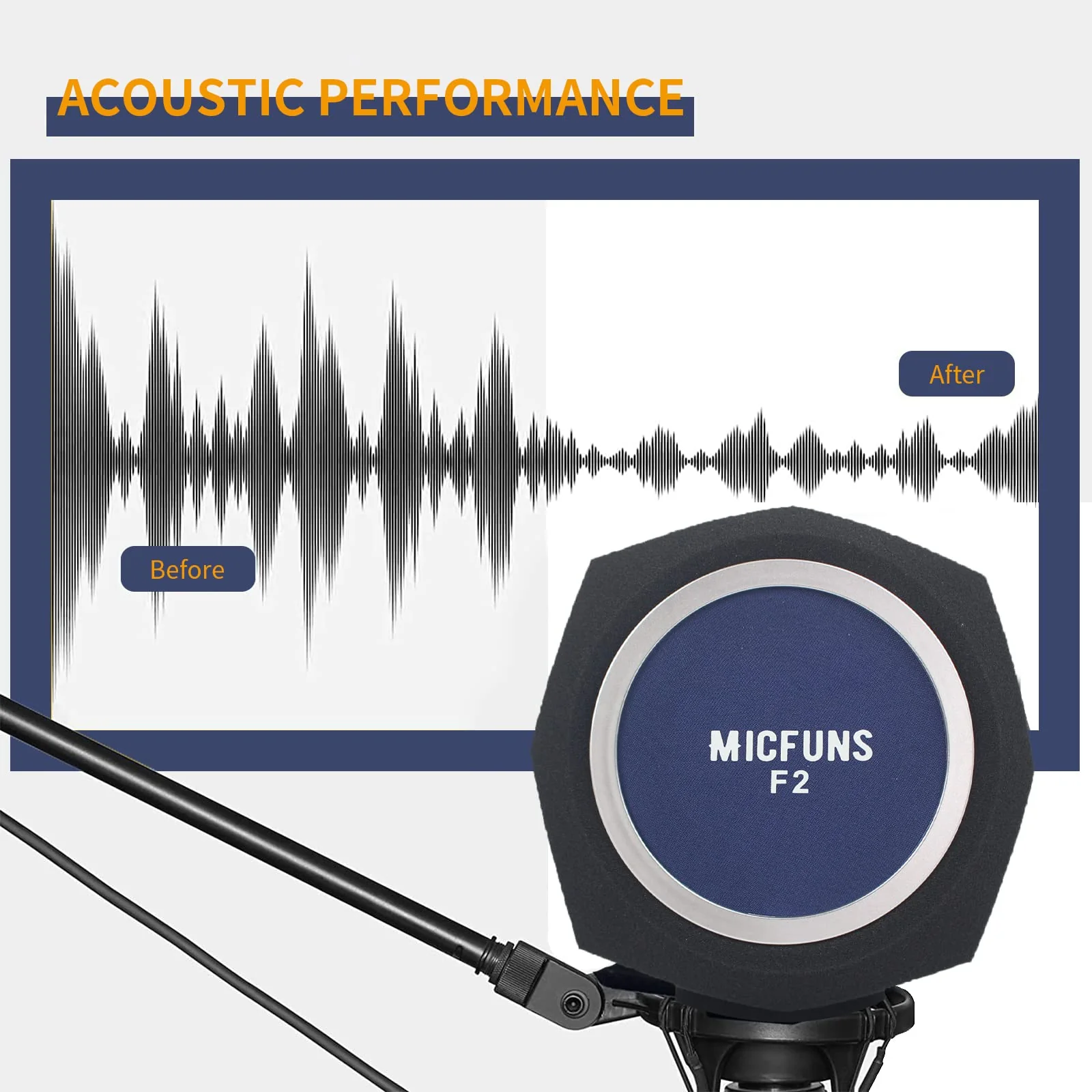 Studio Microphone windscreen F3 Microphone Wind Shield Pop Filter for 1.77 inch-2.36 inch Vocal Isolation Booth Portable Studio Equipment, soundproof Cover(Blue) blue - Image 3