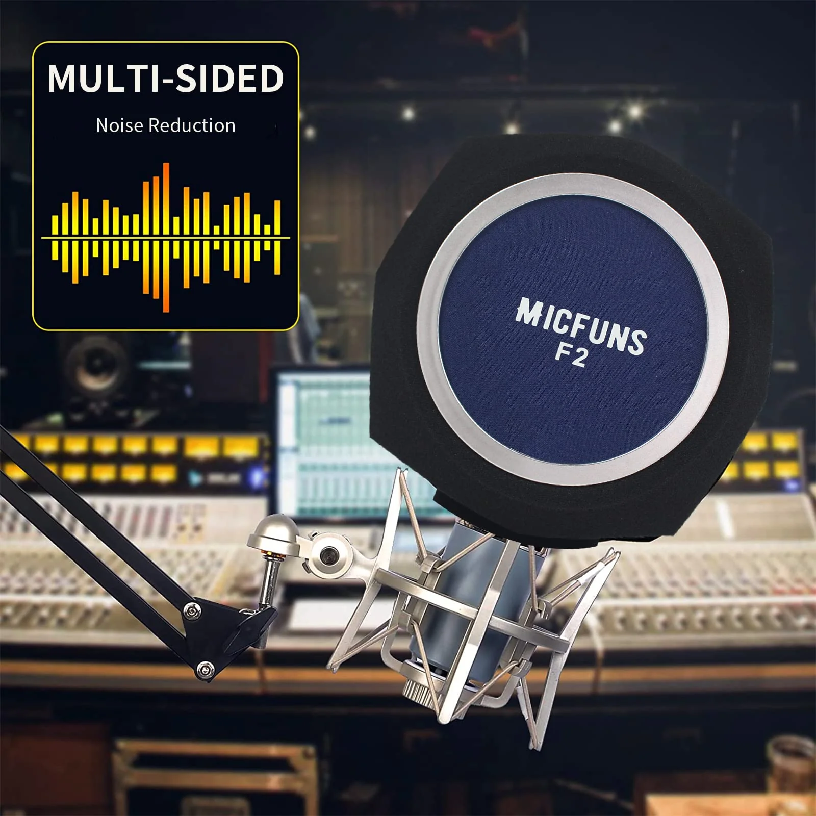 Studio Microphone windscreen F3 Microphone Wind Shield Pop Filter for 1.77 inch-2.36 inch Vocal Isolation Booth Portable Studio Equipment, soundproof Cover(Blue) blue - Image 4