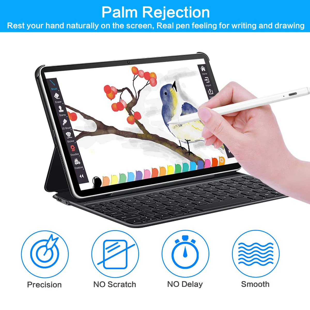 Stylus Pen for Apple iPad Pencil - Active Pen with Palm Rejection Compatible with 2018-2020 Apple iPad 8th 7th 6th Generation iPad Air 4th 3rd Gen iPad Pro 11-12.9 Inch iPad Mini 5th Gen - Image 2