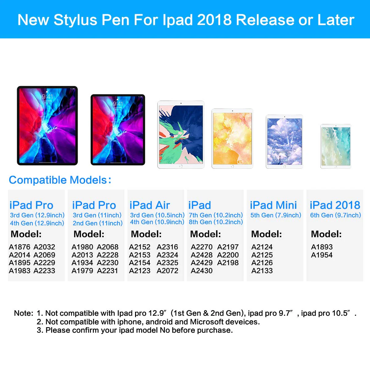 Stylus Pen for Apple iPad Pencil - Active Pen with Palm Rejection Compatible with 2018-2020 Apple iPad 8th 7th 6th Generation iPad Air 4th 3rd Gen iPad Pro 11-12.9 Inch iPad Mini 5th Gen - Image 4