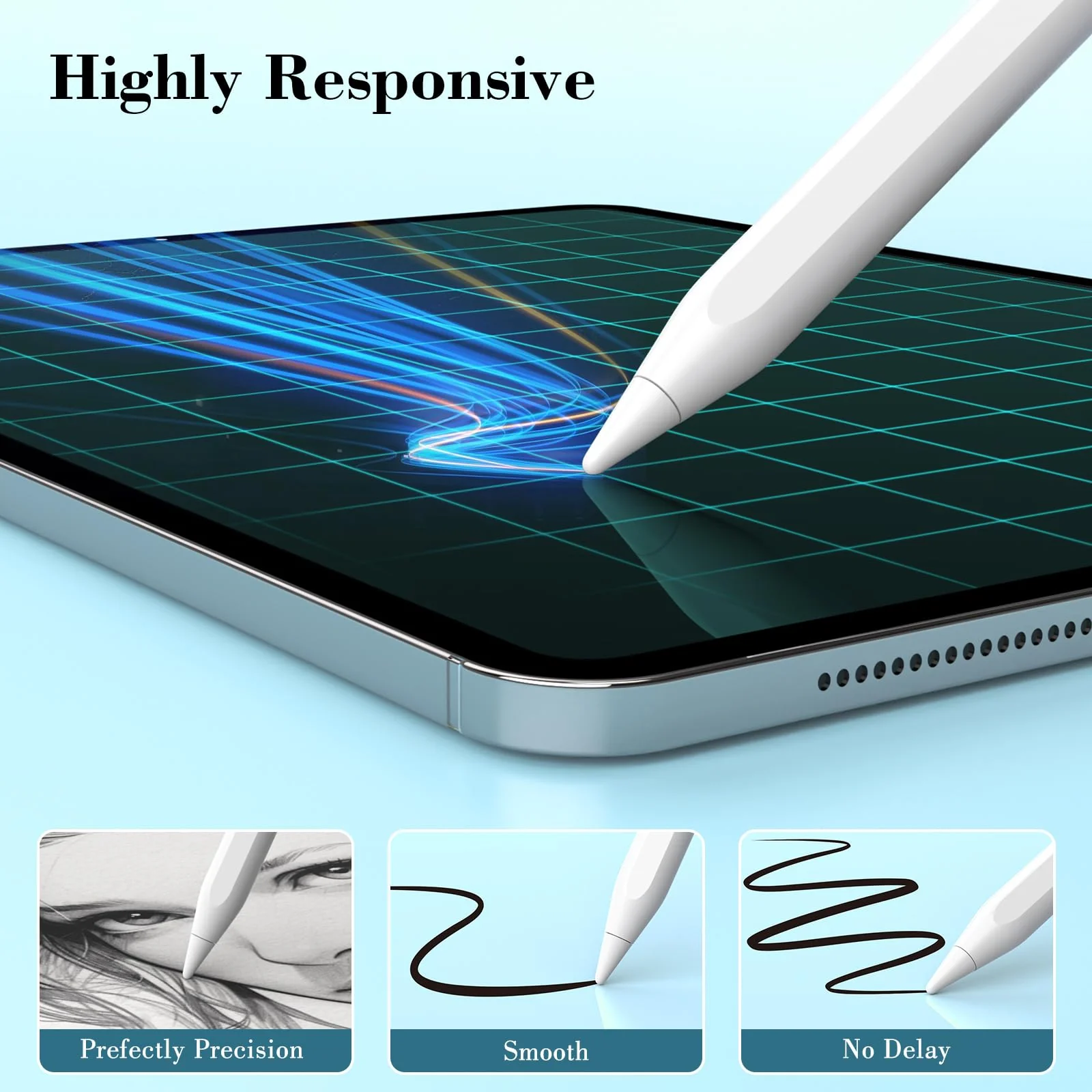 Stylus Pen for iPad, 10 Mins Fast Charging Apple iPad Pencil 1st/2nd Generation with Palm Rejection, Tilt Sensitivity for iPad 6/7/8/9/10, iPad Pro 11" and 12.9", iPad Air 3/4/5, iPad Mini 5/6 A-white - Image 5