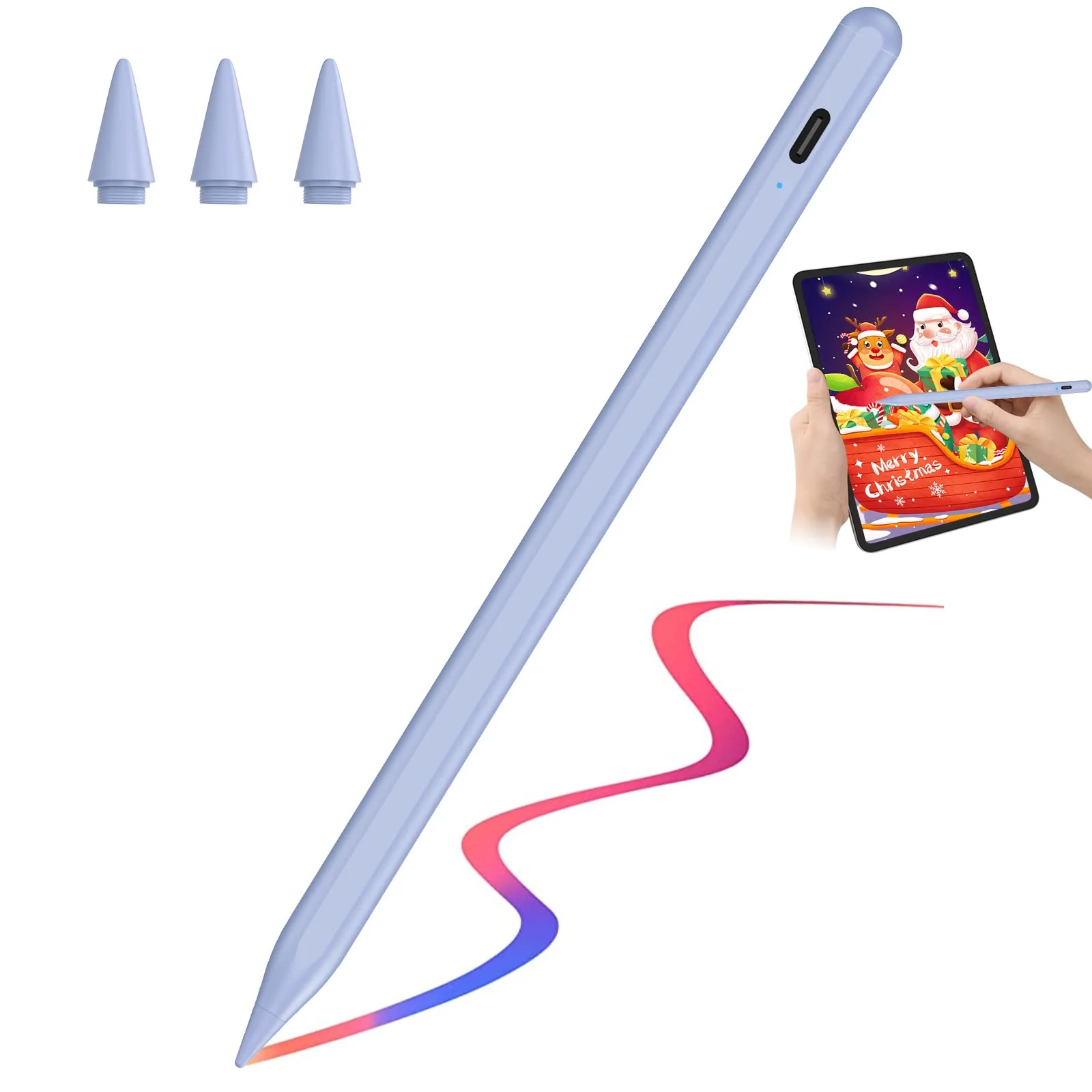 Stylus Pen for iPad 9th&10th Generation - 5 Minutes Fast Charge Digital Pen - Compatible with 2018-2023, Apple iPad Pro 11/12.9 Inch,iPad 6-10 Gen,iPad Mini 5-6 Gen,iPad Air 3-5 Gen-Purple Purple