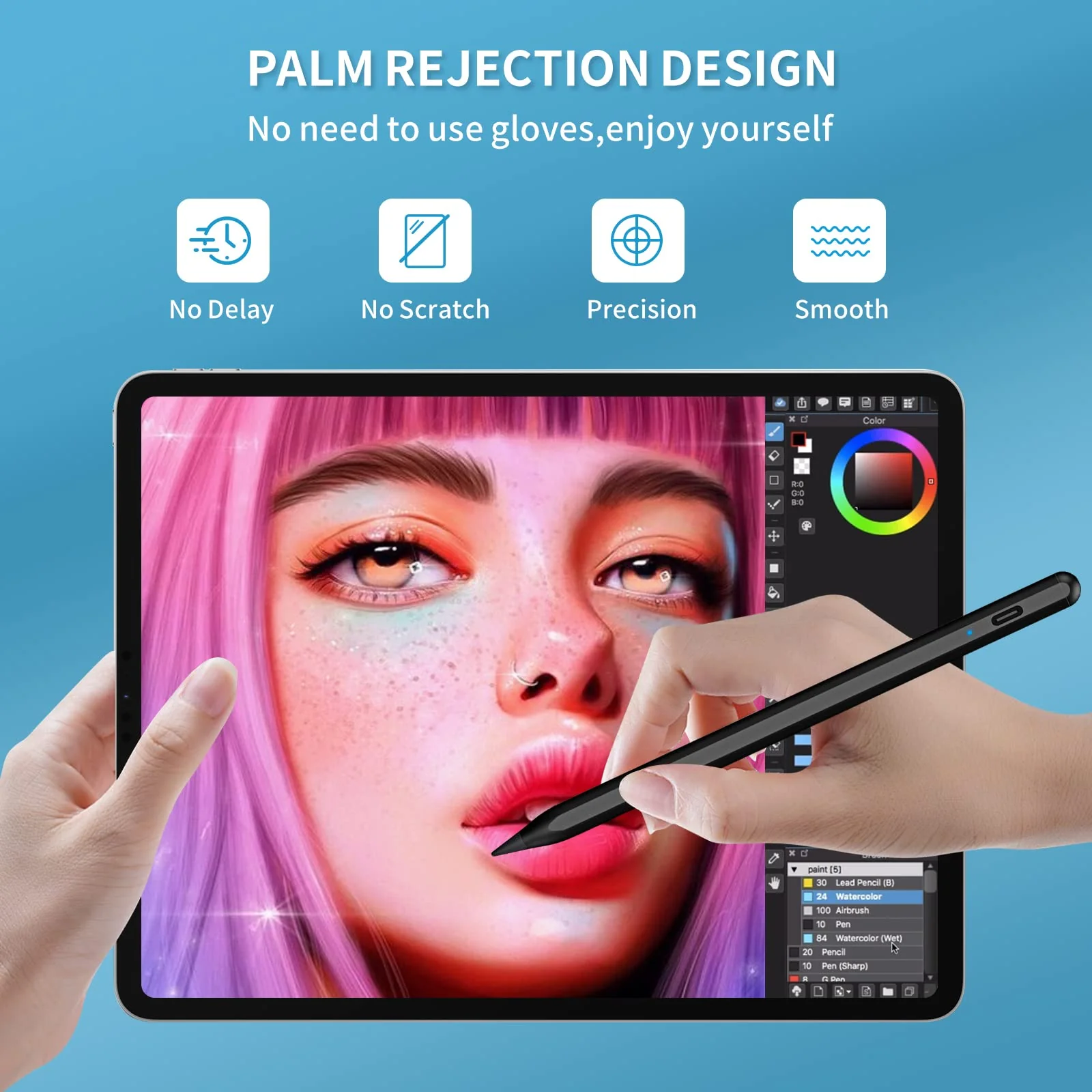 Stylus Pen for iPad 9th&10th Generation - 5X Fast Charge Digital Pen - Compatible with 2018-2023, Apple iPad Pro 11/12.9 Inch,iPad 6-10 Gen,iPad Mini 5-6 Gen,iPad Air 3-5 Gen-Black Black - Image 8