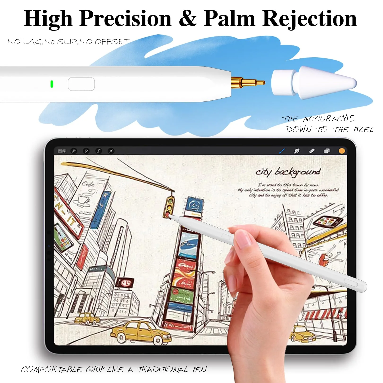 Stylus Pen for iPad 9th&10th Generation,Milikilo iPad Pen with Pencil Holder,Palm Rejection,for iPad Air11&13"(M2), iPad Pro 11"&13"(M4),iPad 6-10th,iPad Pro 11"/12.9 ", iPad Air 3/4/5, iPad Mini 5/6 White - Image 6