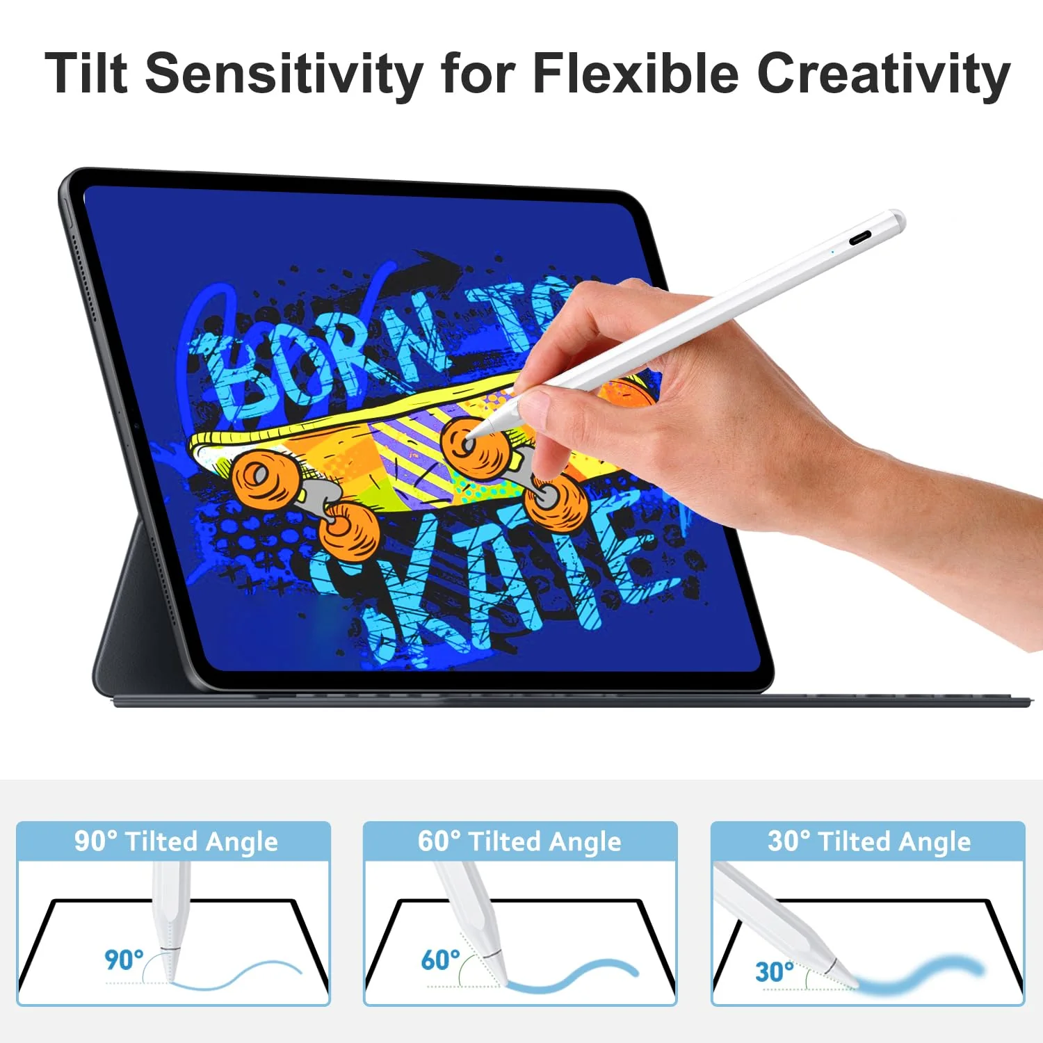Stylus Pen for iPad Apple: Fast Charge for iPad Pencil Apple Pen with Palm Rejection Tilt Sensitivity - Pen for iPad 10/9/8/7/6, iPad Pro 12.9"/11"/13" M4, iPad Mini 6/5, iPad Air 5/4/3/11"-13" M2 White - Image 5