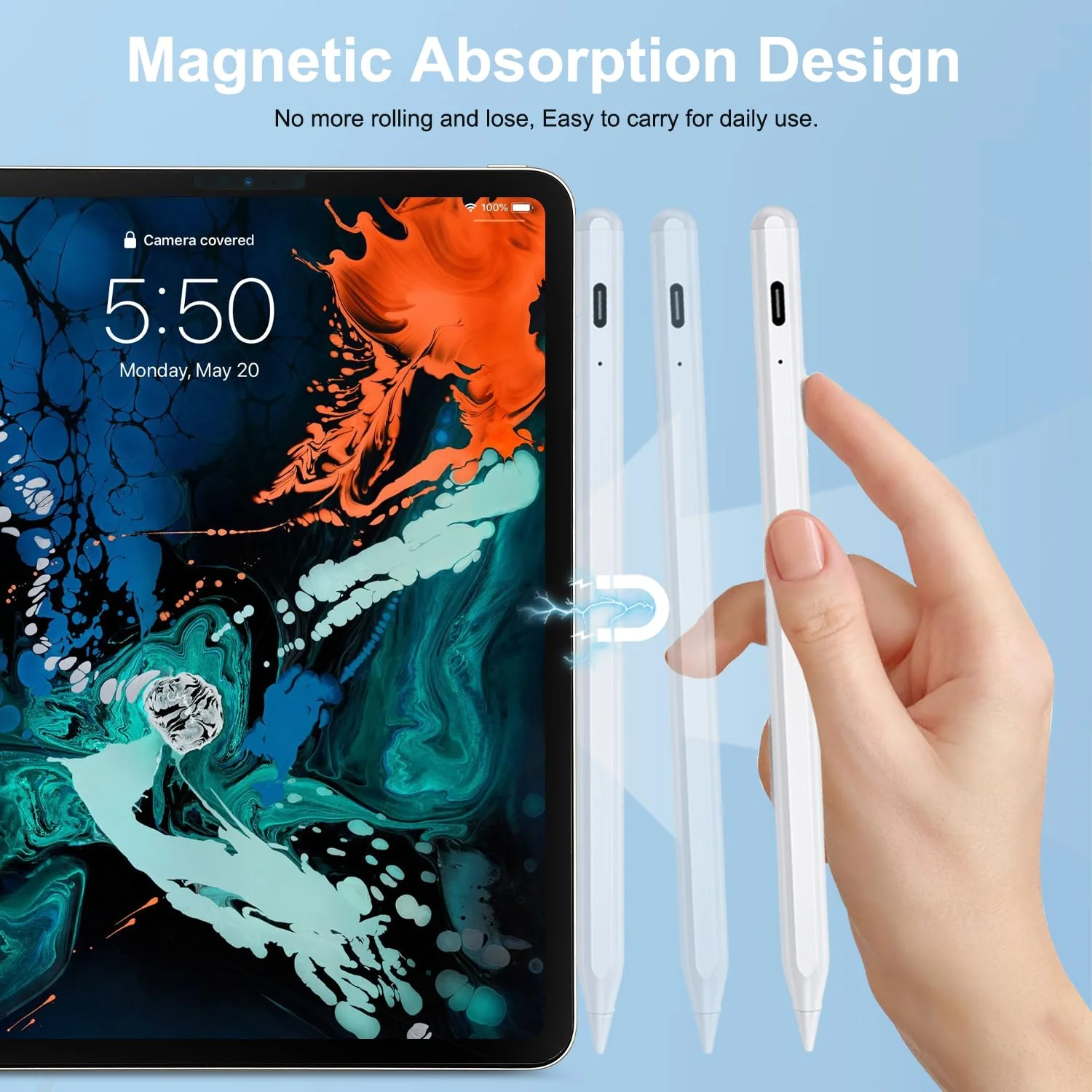 Stylus Pen for iPad Apple: Fast Charge for iPad Pencil Apple Pen with Palm Rejection Tilt Sensitivity - Pen for iPad 10/9/8/7/6, iPad Pro 12.9"/11"/13" M4, iPad Mini 6/5, iPad Air 5/4/3/11"-13" M2 White - Image 6