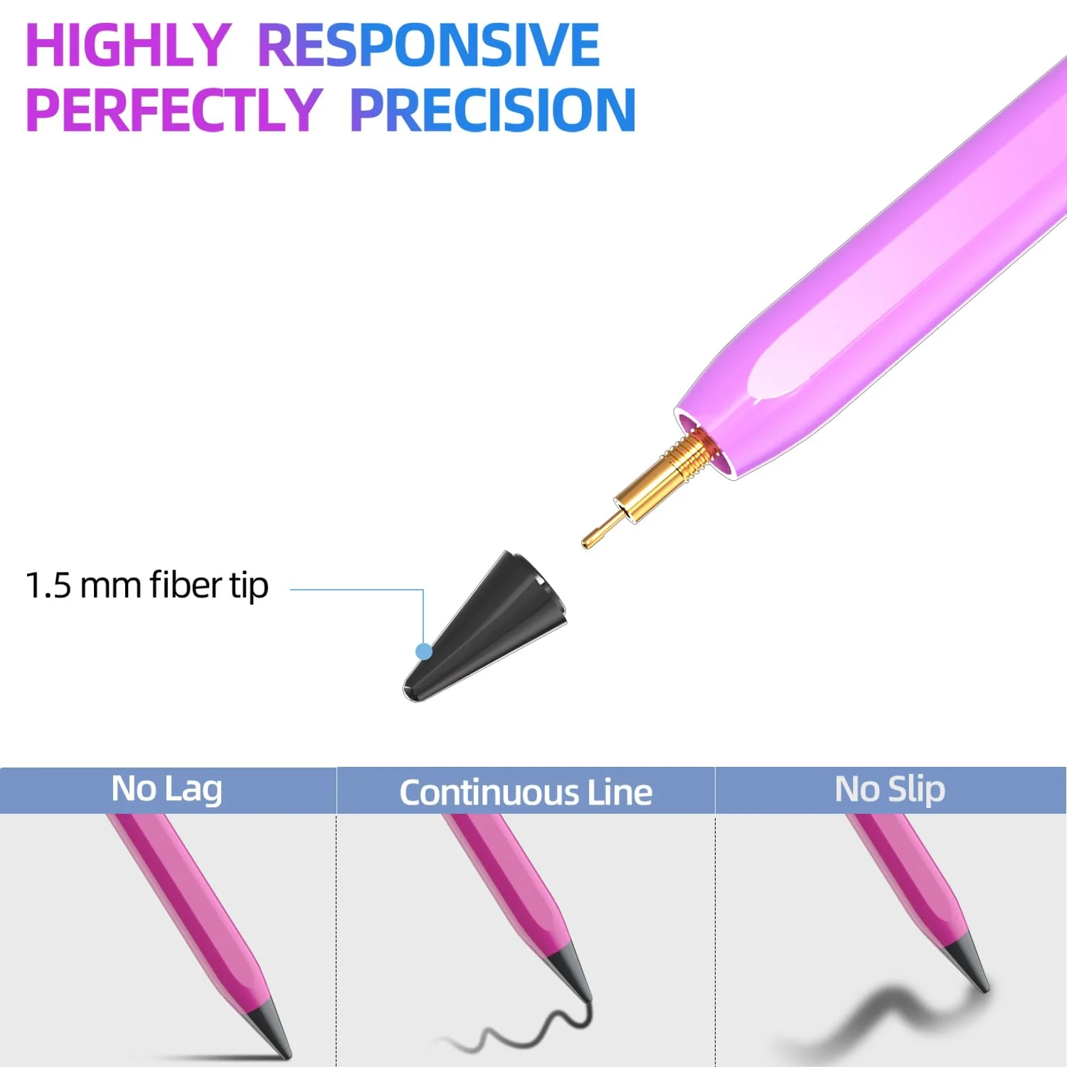 Stylus Pen for iPad, Apple Pencil for iPad 10th 9th Gen, Apple Pen iPad Pencil for iPad Air 5/4/3rd, iPad Pro 11/12.9 Inch, with Palm Rejection & Tilt Sensitivity, Magnetic Stylus iPad Pen, Purple&Red - Image 5