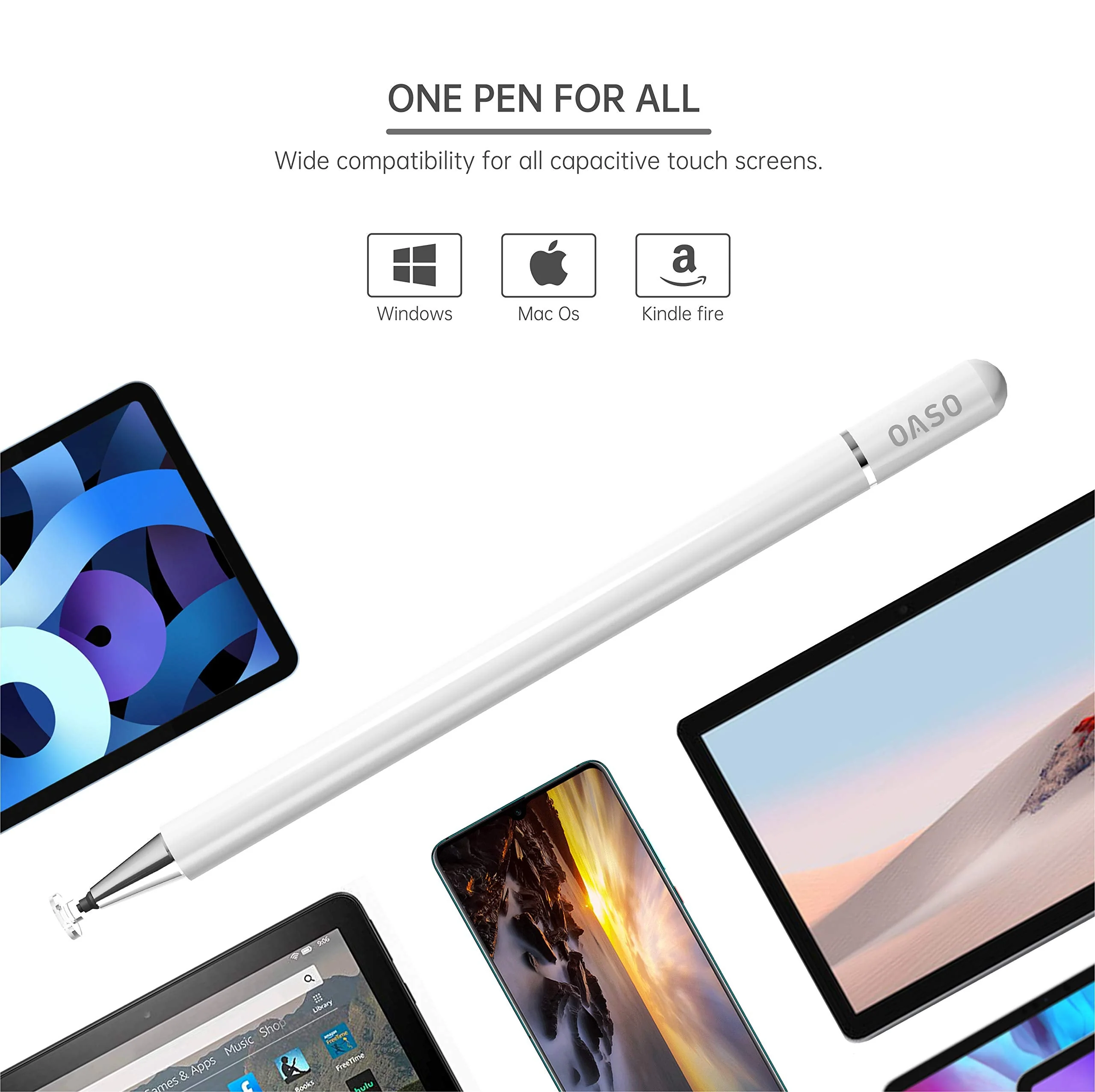 Stylus Pen for iPad, Disc Tip Pencil Tablet Stylus Compatible with Apple iPad pro/iPad 6/7/8th/iPhone/Samsung Galaxy Tab/Chromebook/All Touch Screens (White) White - Image 2