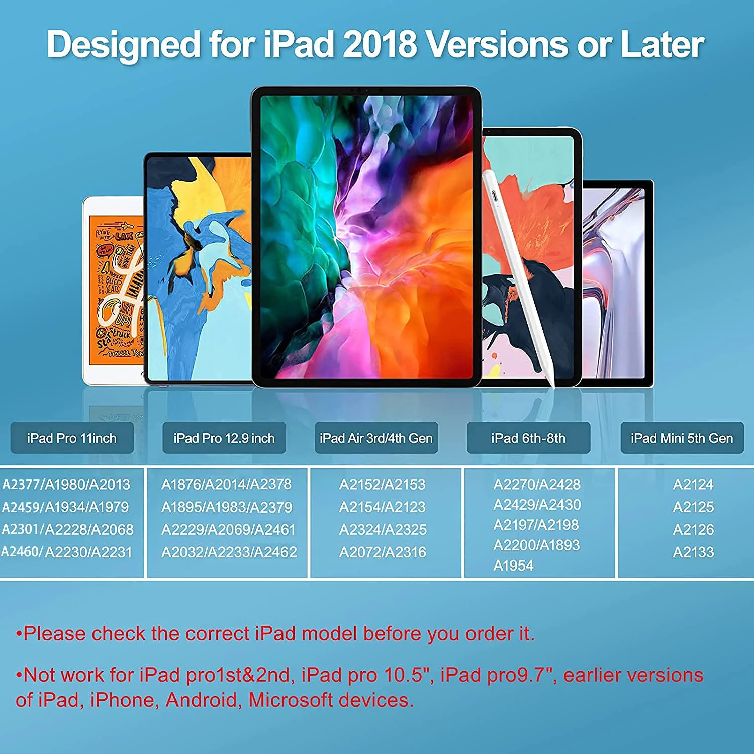 Stylus Pen for iPad with Tilt Sensitive and Magnetic Design, Digital Pencil Compatible with 2018 and Later Model,Apple iPad Pro 11/12.9 Inch,iPad 6/7/8th Gen,iPad Mini 5th Gen,iPad Air 3rd/4th Gen - Image 2