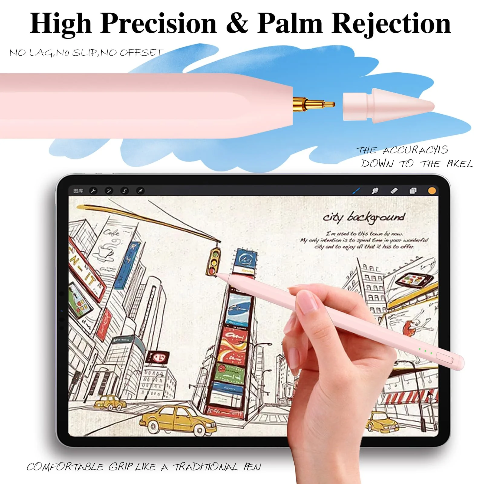 Stylus Pen for iPad10&9thGen,14Mins Faster Charge, with Pencil Holder,Palm Rejection, Tilt Sensitivity, for iPad Air11&13-inch(M2), iPad Pro 11&13-inch (M4),iPad 6-10th,iPad Pro 11/12.9 inch Pink - Image 5