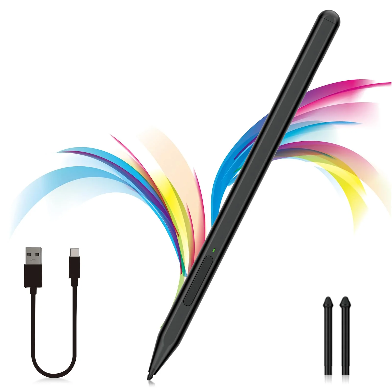 Stylus Pen for Microsoft Surface Pro11/10/9/8/X/7+/6/5/4/3/Surface 3, Surface Go 3/2/1, Surface Laptop/Studio/Book 4/3/2/1 with Eraser Side Button,Palm Rejection,Tilt Function,1024 Pressure Black