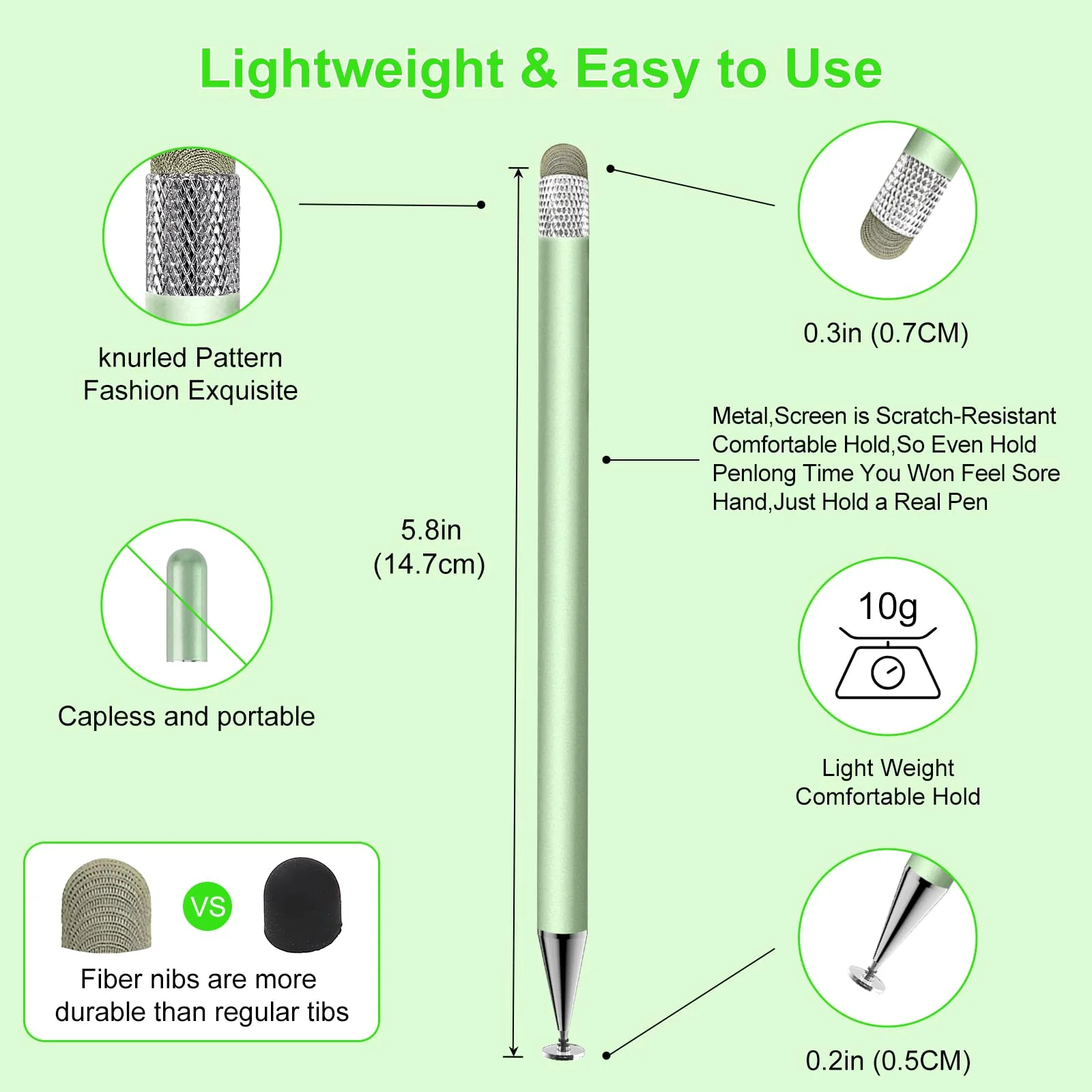 Stylus Pen for Touchscreen,3pcs 2in1 High Precision Sensitivity Stylus, Suitable for iPhone/ipad/Android Stylus for ipad,Compatible with All Touch(Green/Purple/Rose Gold + 4Tips) Green/Purple/Rose Gold - Image 3