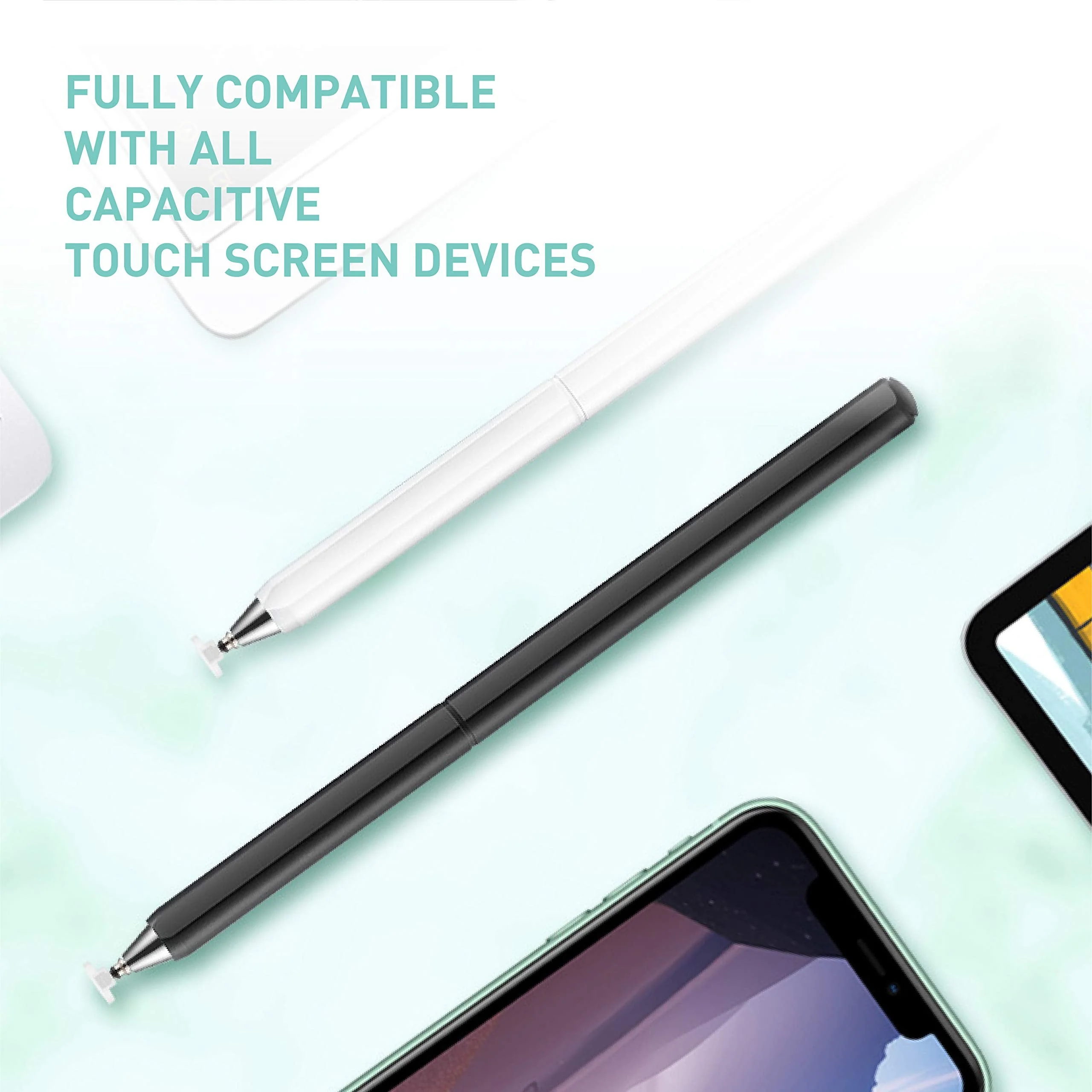 Stylus Pens, Universal High Sensitive & Precision Capacitive Disc Tip Touch Screen Pen Stylus for iPhone/iPad/Pro/Samsung/Galaxy/Tablet/Kindle/Computer/FireTablet Black/White - Image 6