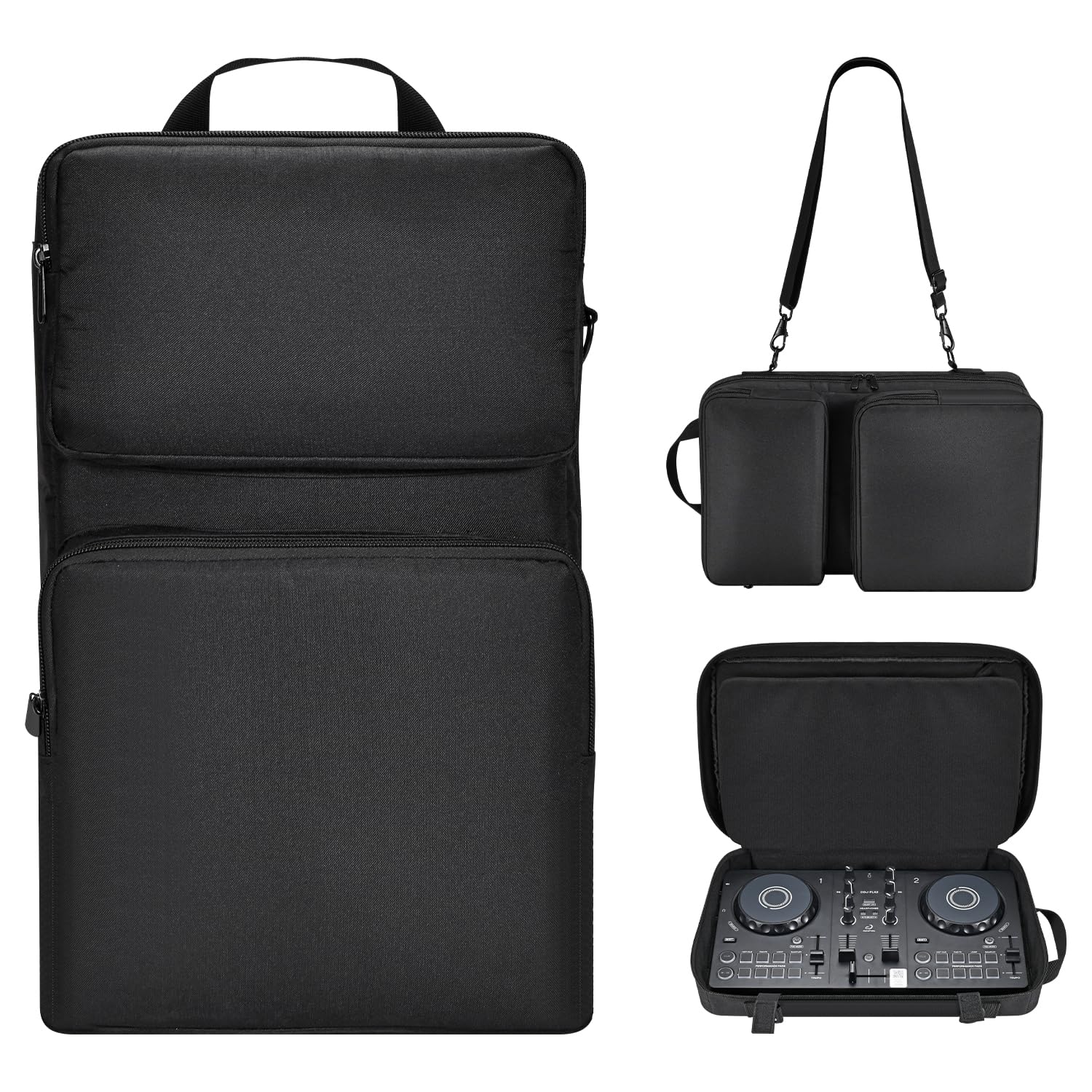 Suitable for AlphaTheta DDJ-FLX2, Pioneer DDJ-200/WeG04, Hercules Inpulse 200/MK2 and other models of disc players, portable adjustable shoulder strap must travel large capacity storage bag