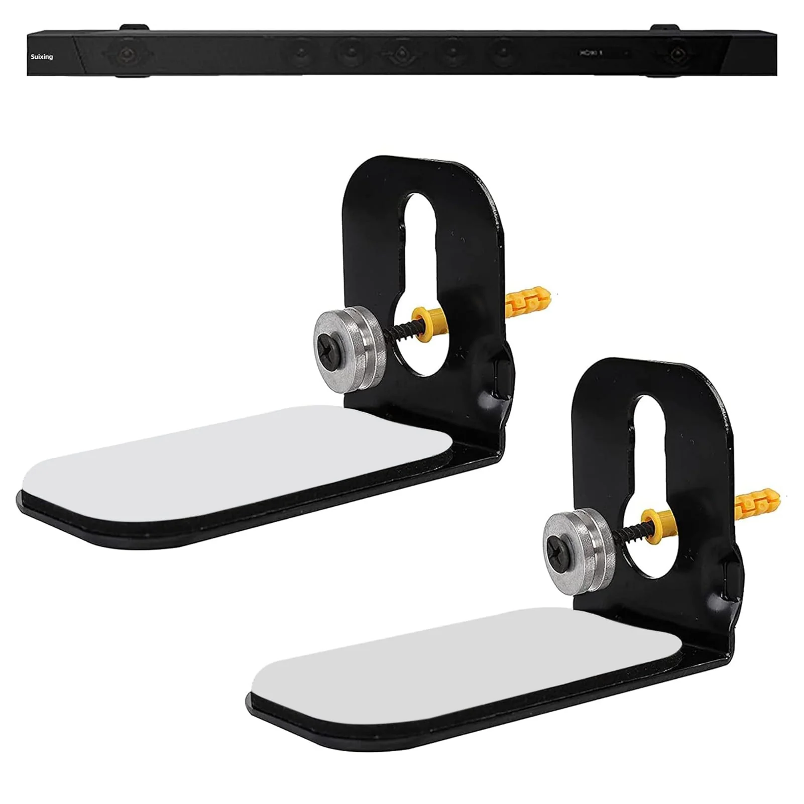Suixing Sound Bar Mounts Universal Wall Mount Kit Mounting Bracket Compatible Most of Soundbars Wall Mount Brackets with Hardware Kit B-Black