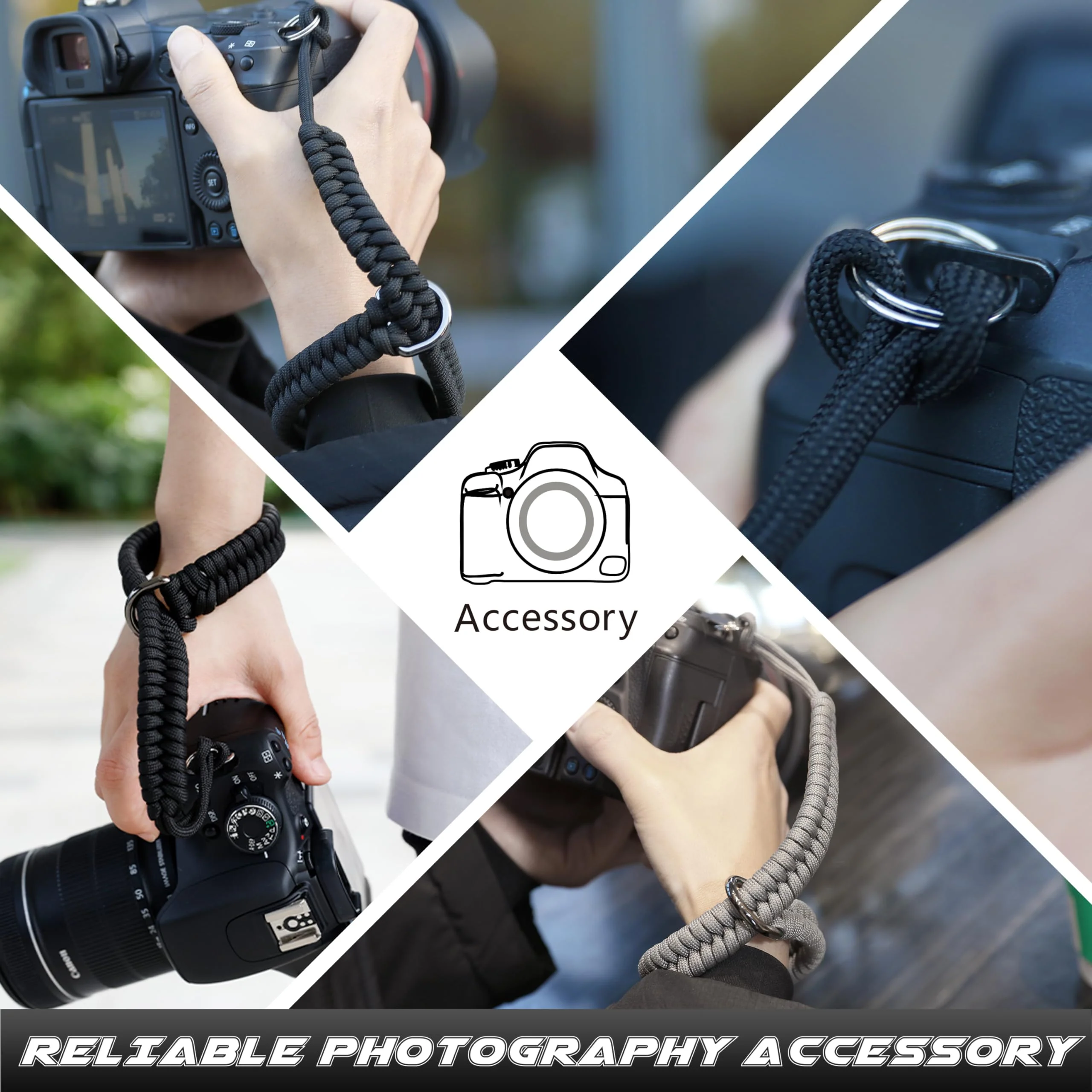 SUNYA Camera Wrist Strap for Photographers Quick Release Camera Hand Strap Compatible for DSLR or Mirrorless Camera Black - Image 2