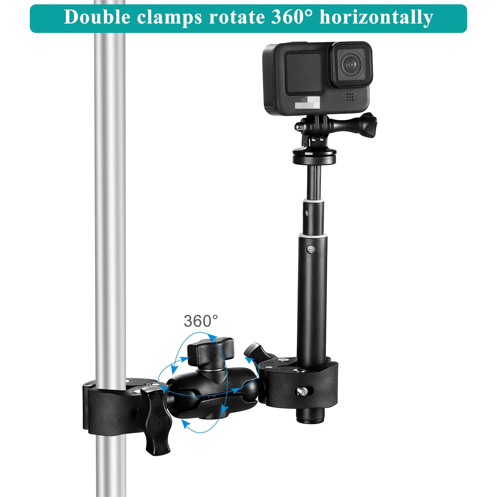 Super Clamp Double Camera Clamp, Crab Plier Clip Bracket Monitor Magic Arm Double Ball Head Adapter for Umbrella Clamp, Desktop, Strollers, Wagons, Photo Studio Light Stand, Photo Boom Stand - Image 3