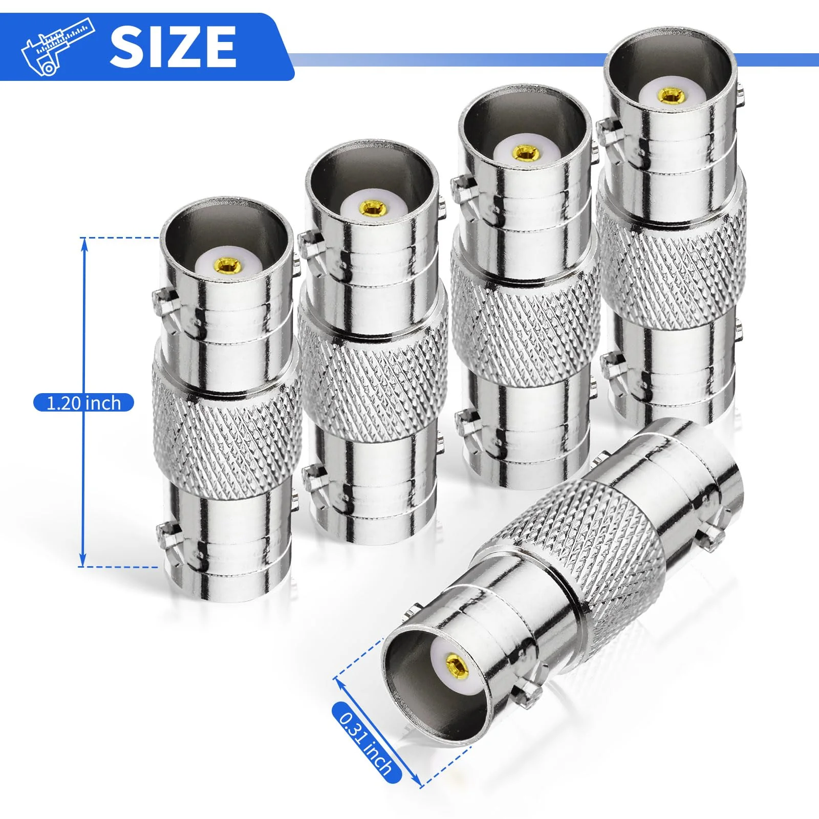 Superbat BNC Adapter BNC Female to BNC Female Barrel Straight RF Coaxial Connector for HD CCTV DVR Surveillance System Video Camera Broadcast Applications 5pcs - Image 4