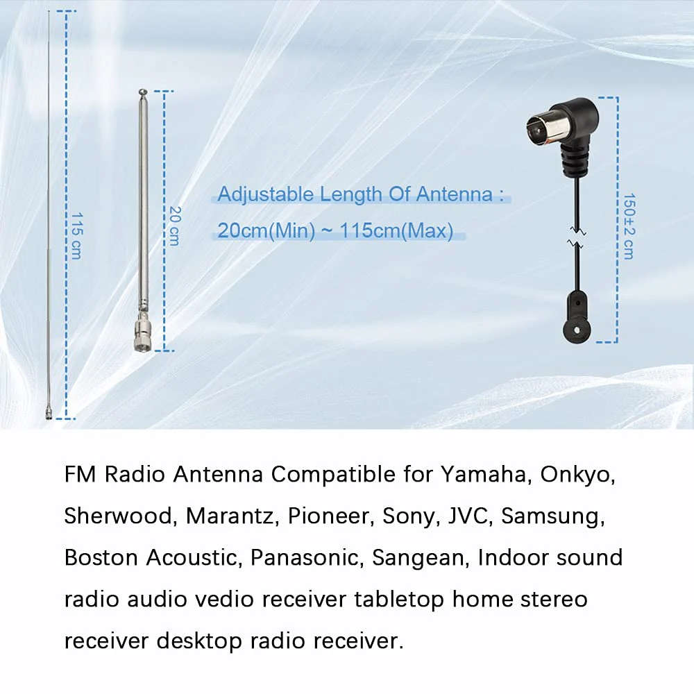Superbat Telescopic FM Antenna for Stereo Receiver Indoor, FM Radio Antenna 75 Ohm UNBAL for Yamaha Onkyo Denon Table Top Home Theater Receiver Radio Receiver Antenna Tuner Telescopic FM Antenna kit - Image 5