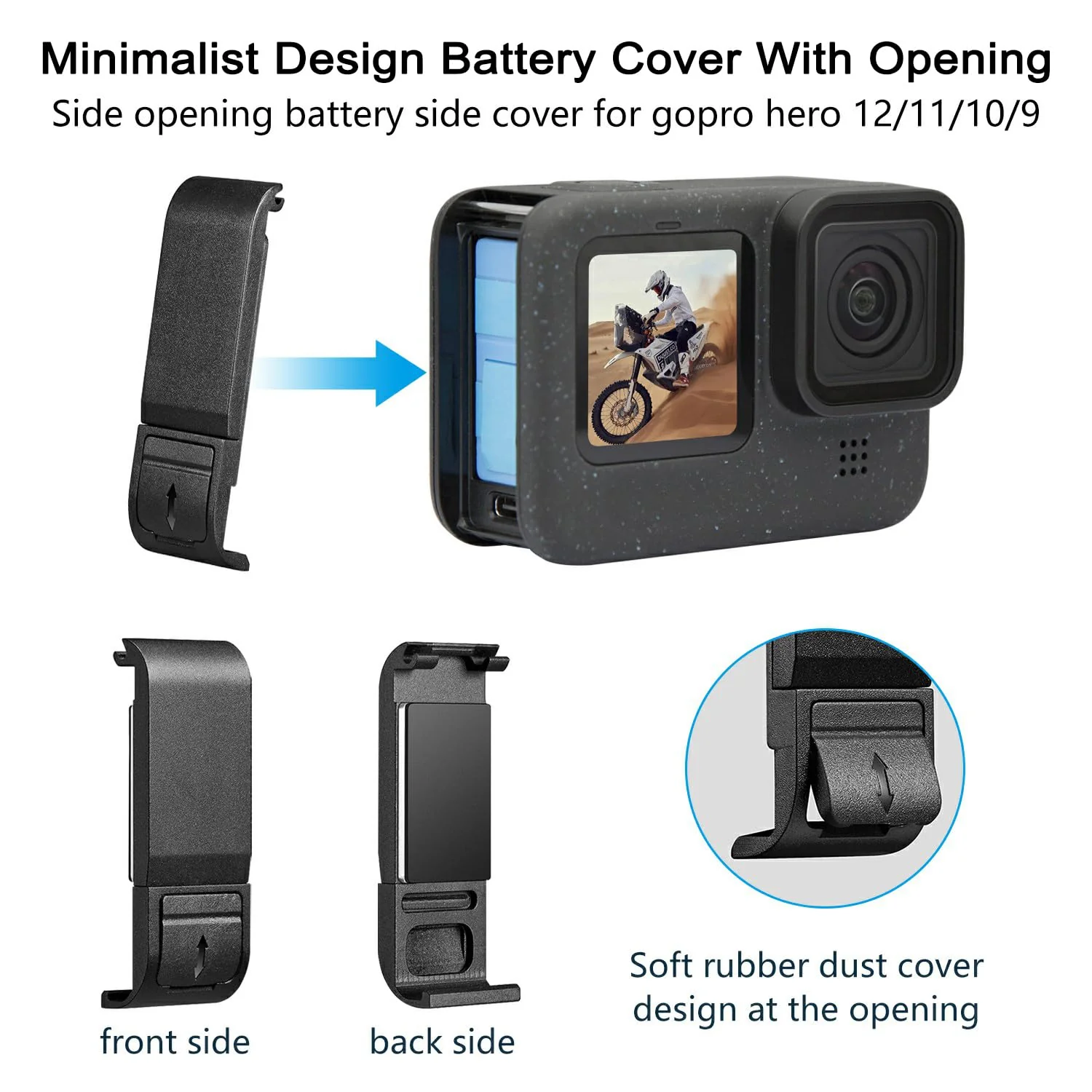 Suptig Protective Case, Silicone Case Compatible for Gopro Hero 12/ Hero 11/ Hero 10/Hero 9 Black (Blue), RSX-428 Blue - Image 3