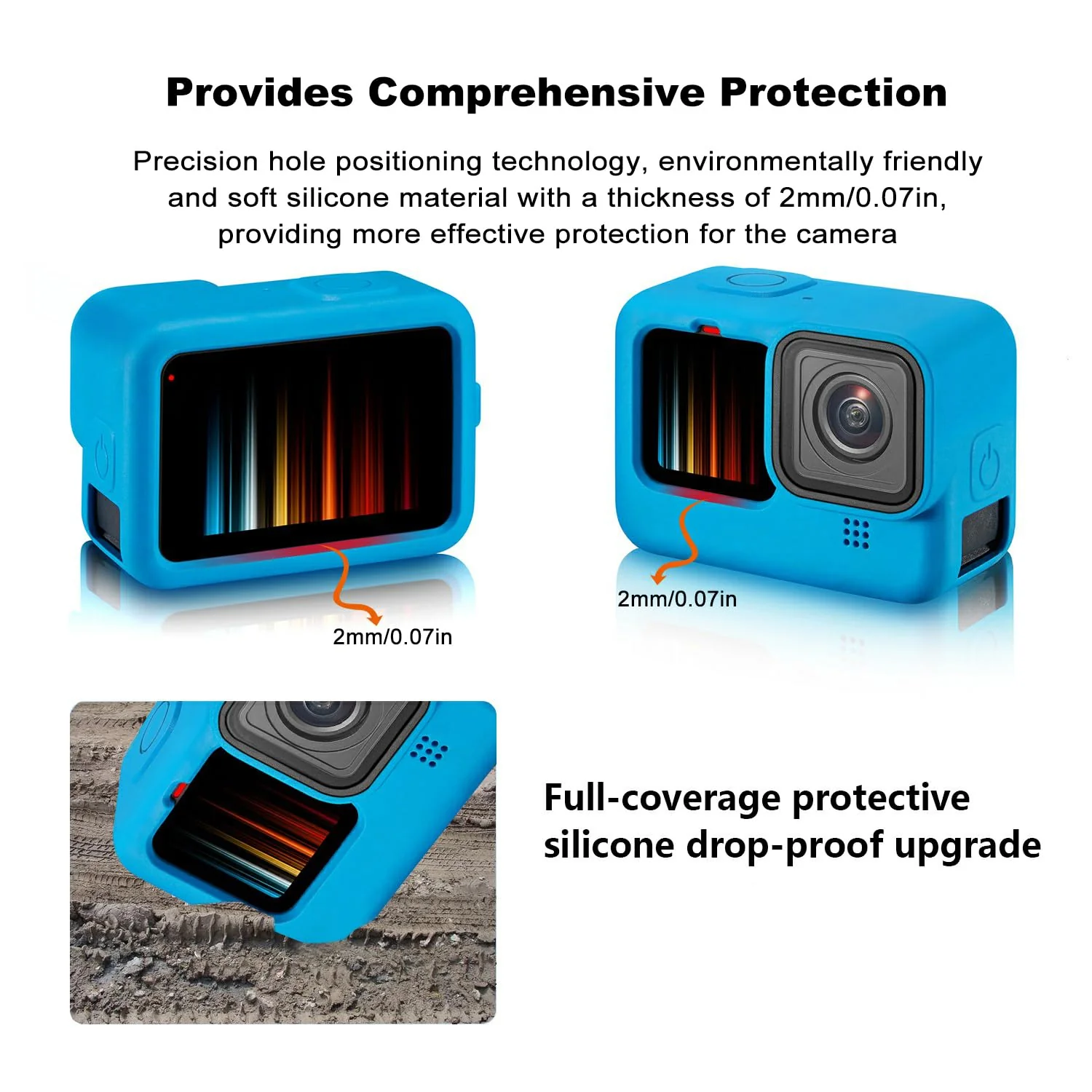 Suptig Protective Case, Silicone Case Compatible for Gopro Hero 12/ Hero 11/ Hero 10/Hero 9 Black (Blue), RSX-428 Blue - Image 5