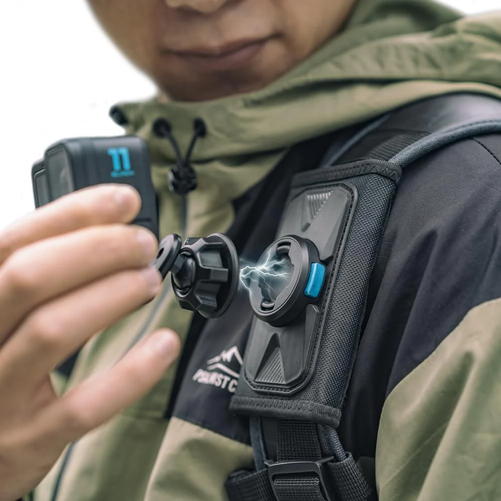 SUREWO Magnetic Quick Release Backpack Shoulder Strap Mount Bag Belt Shoulder Strap Clip Holder Compatible with Gopro Hero 12/11/10/9/8/7/(2018)/6/5 Black,DJI Osmo Action 4/3 and More