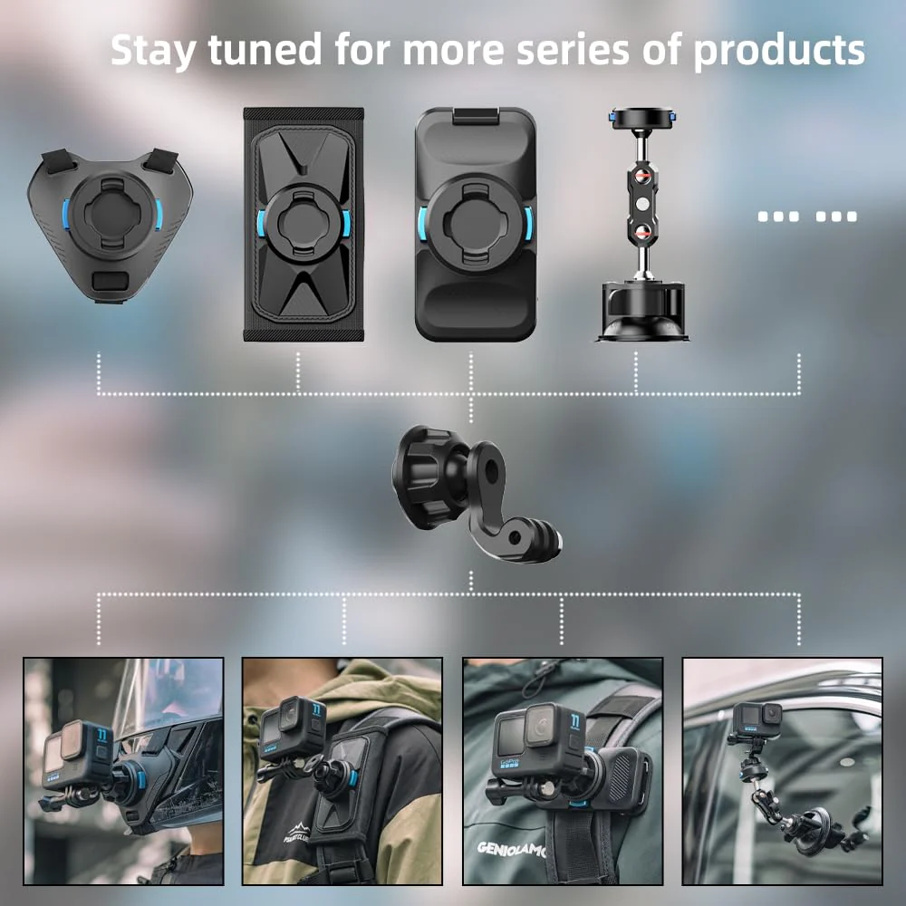 SUREWO Magnetic Quick Release Motorcycle Helmet Chin Strap Mount Compatible with Go pro Hero 12,11,10, 9, 8, 7, (2018), 6 5,DJI Osmo Action 4/3, AKASO, SJCAM and More - Image 2