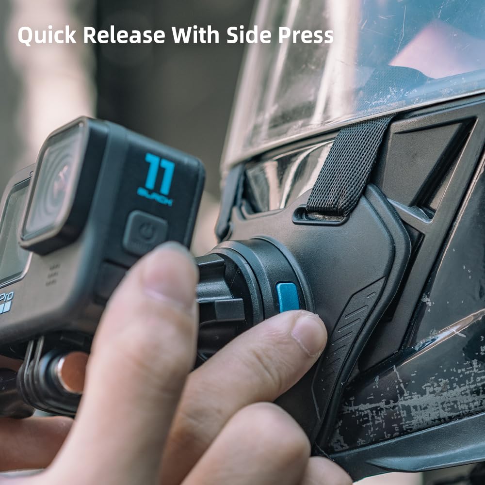 SUREWO Magnetic Quick Release Motorcycle Helmet Chin Strap Mount Compatible with Go pro Hero 12,11,10, 9, 8, 7, (2018), 6 5,DJI Osmo Action 4/3, AKASO, SJCAM and More - Image 4
