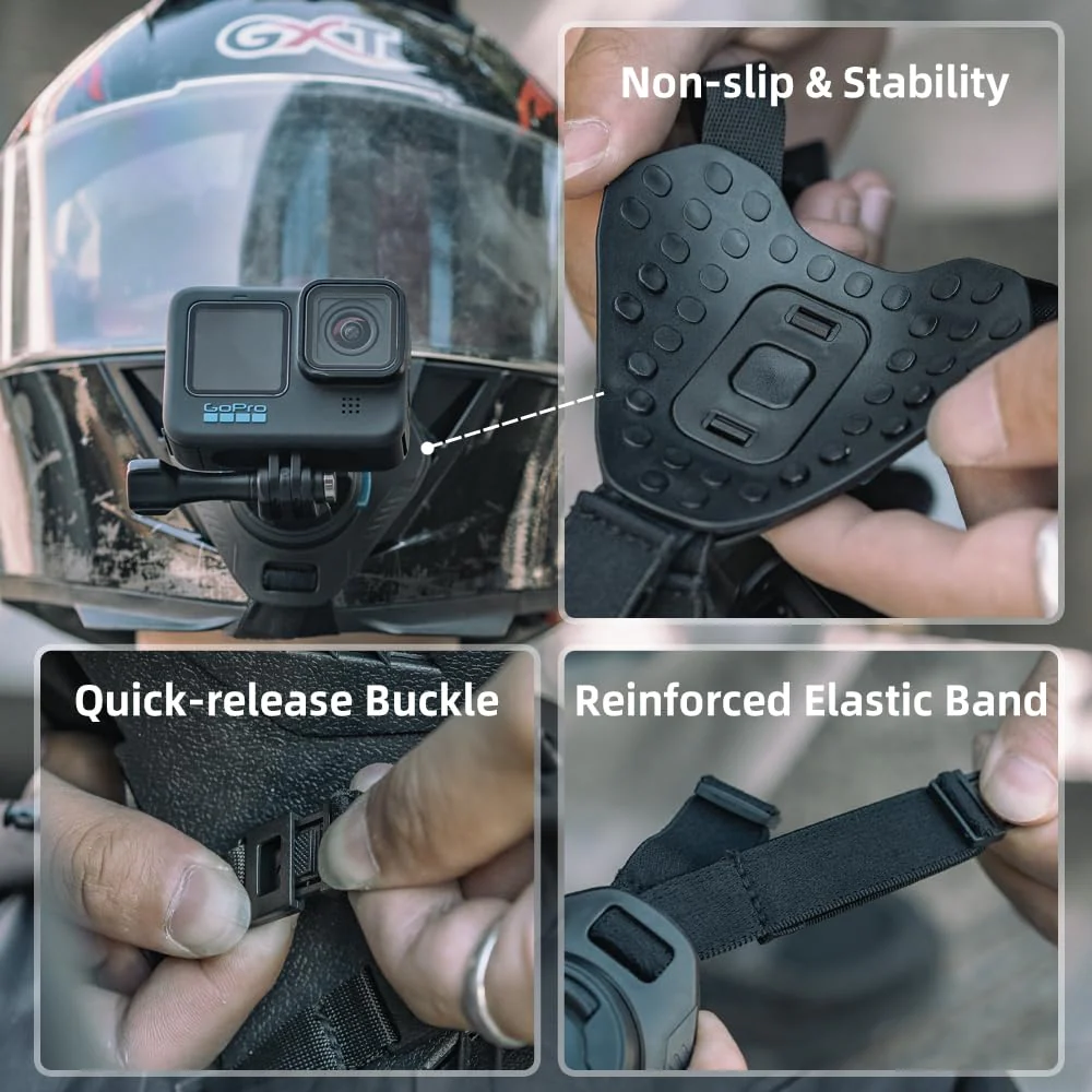 SUREWO Magnetic Quick Release Motorcycle Helmet Chin Strap Mount Compatible with Go pro Hero 12,11,10, 9, 8, 7, (2018), 6 5,DJI Osmo Action 4/3, AKASO, SJCAM and More - Image 5