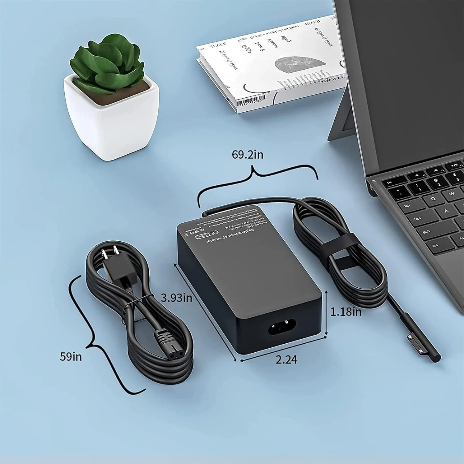 Surface Pro Charger 65W for Microsoft Surface Charger,Surface Pro 9,8,7+,7,6,5,4,3,X,Windows Surface Laptop 5,4,3,2,1 Studio,Surface Go Tablet,Surface Book 3,2,1,Support 44W,36W,with 10FT Power Cord Sur-65W - Image 6