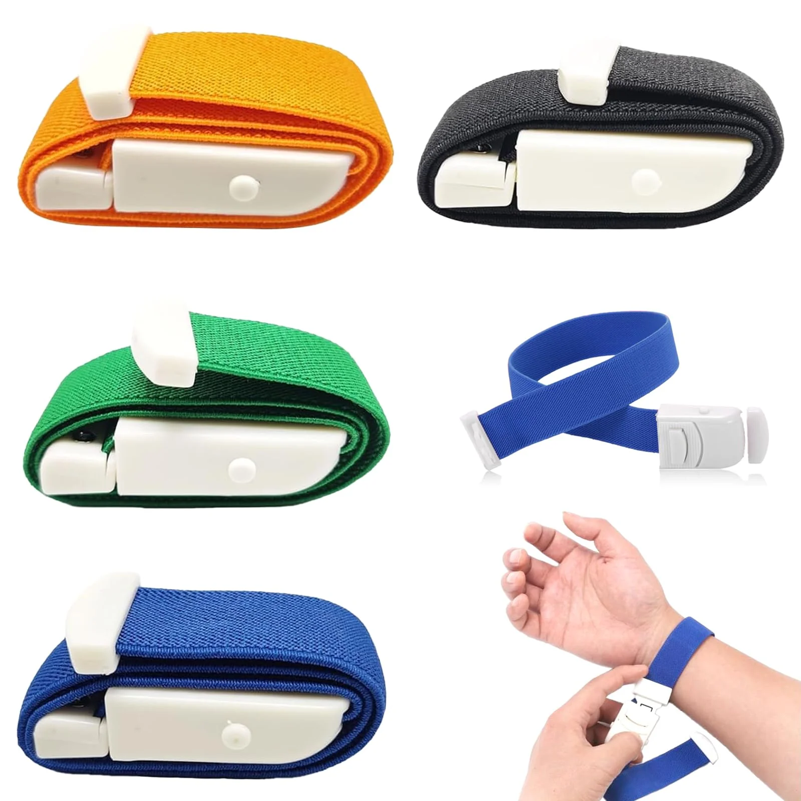 svpfuo Pack of 4 Storage Tubes, Tourniquet, Vein Congestion, Suitable for Outdoor Emergency Nursing, Pulse Pressure Band, First Aid Compression Band for Home, Adopting ABS, Nylon, Spandex Made of