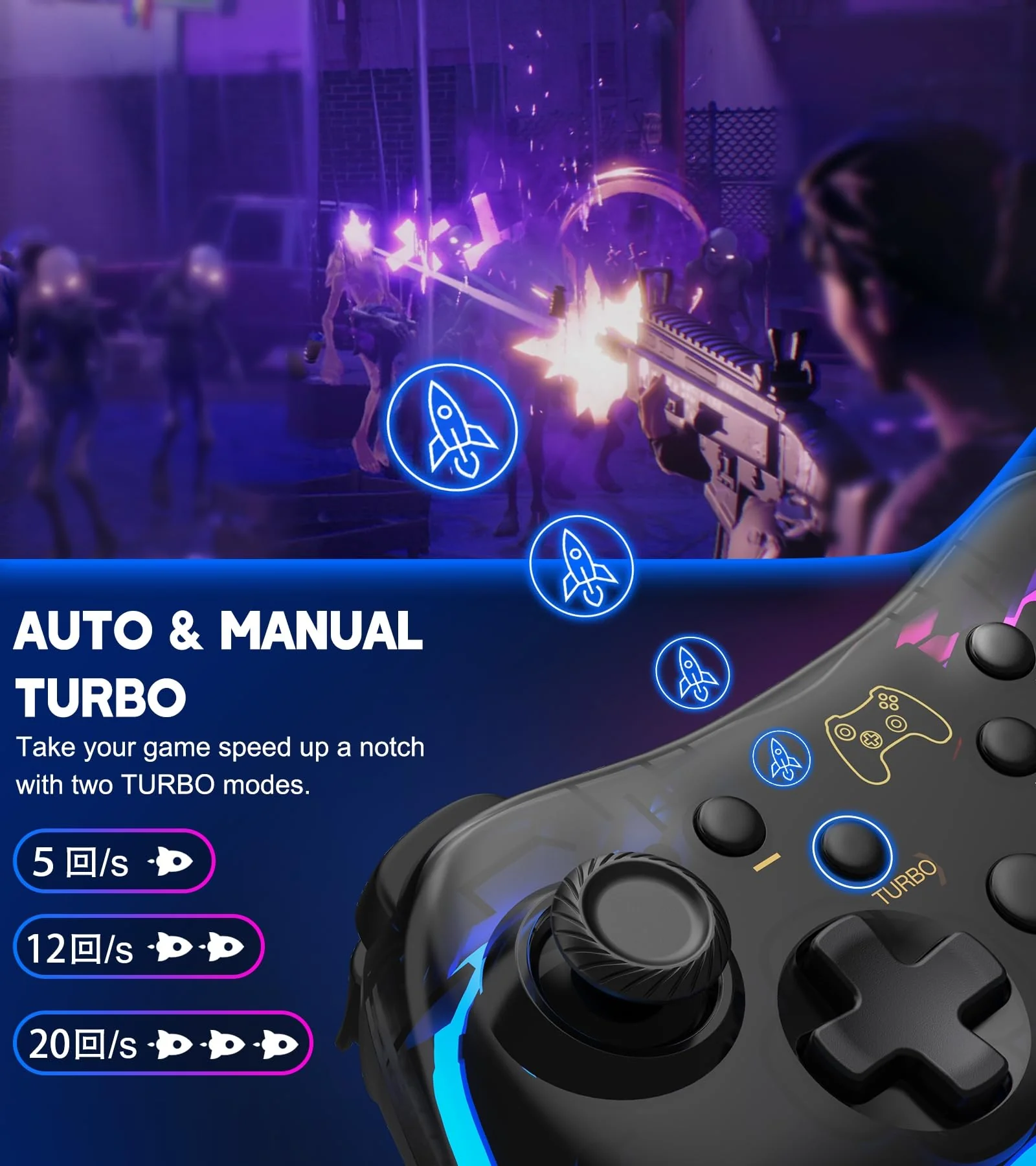 Switch Controller Compatible with Switch/Lite/OLED Controller, Switch Pro Controller With RGB Breathing LED, Switch Controllers Remote Supports Multi-Platform&App with Turbo, Wake-up Function Transparent - Image 4
