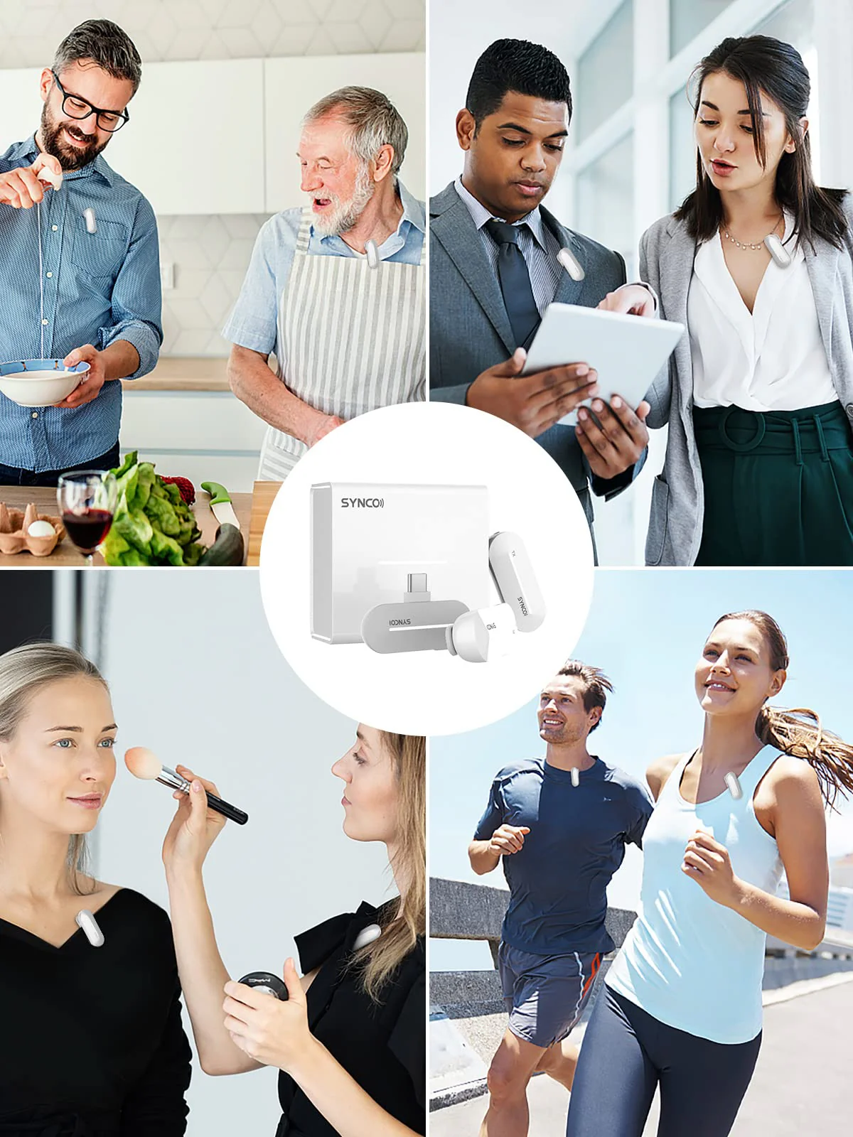 SYNCO Wireless Microphone, P2T 2.4GHz Dual Mic with Charging Case 2TX 1RX for Type C USB C Smartphone Plug Play YouTube TIK Tok Live Streaming Vlog, Wireless-Lavalier-Microphone-Lapel-Smartphone White - Image 6