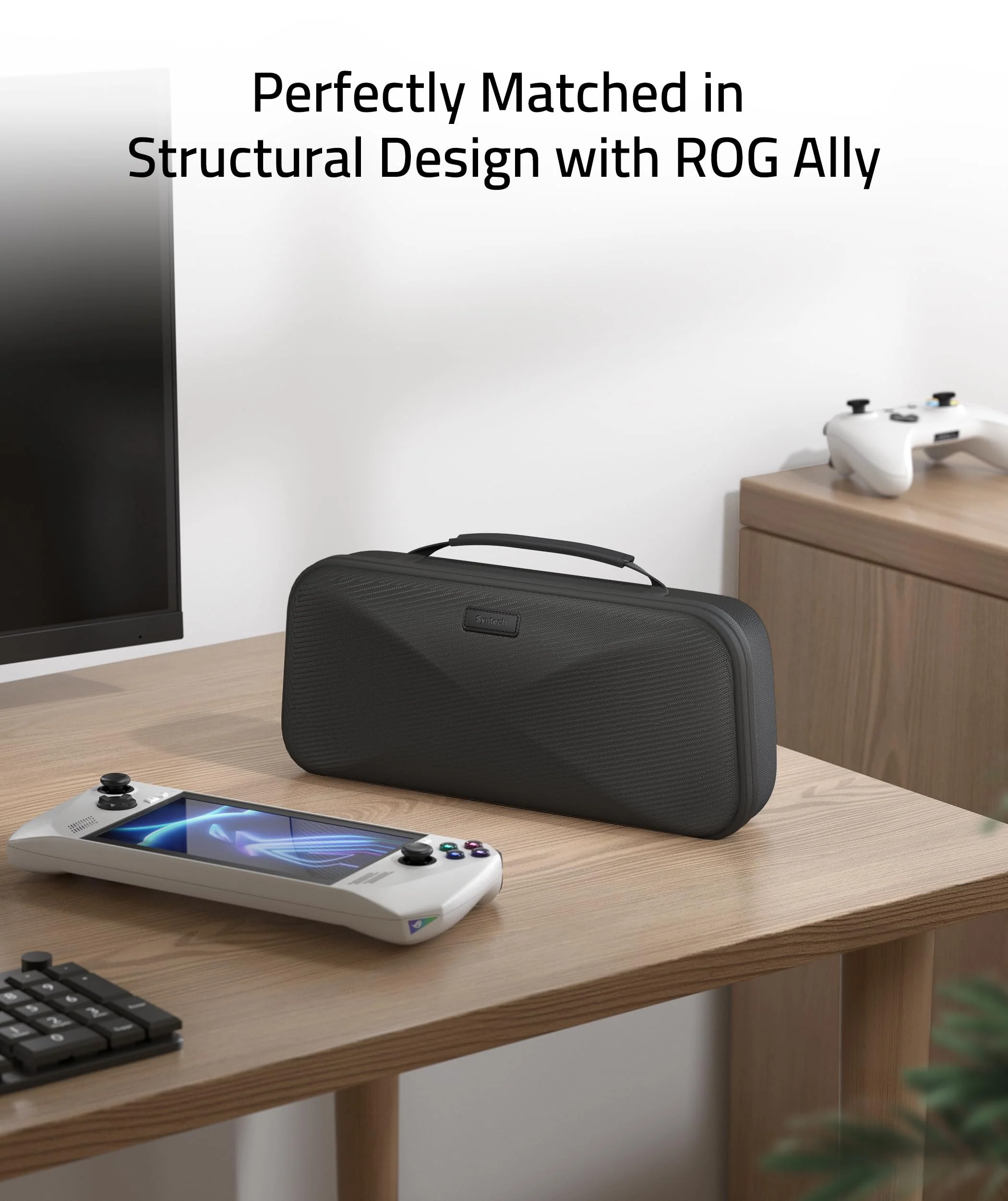 Syntech Hard Carrying Case Compatible with ASUS ROG Ally Console and Accessories, Portable Travel Handheld Case for Storage and Stand, EVA Shockproof Protective Carry Bag with Large Capacity, Black - Image 2