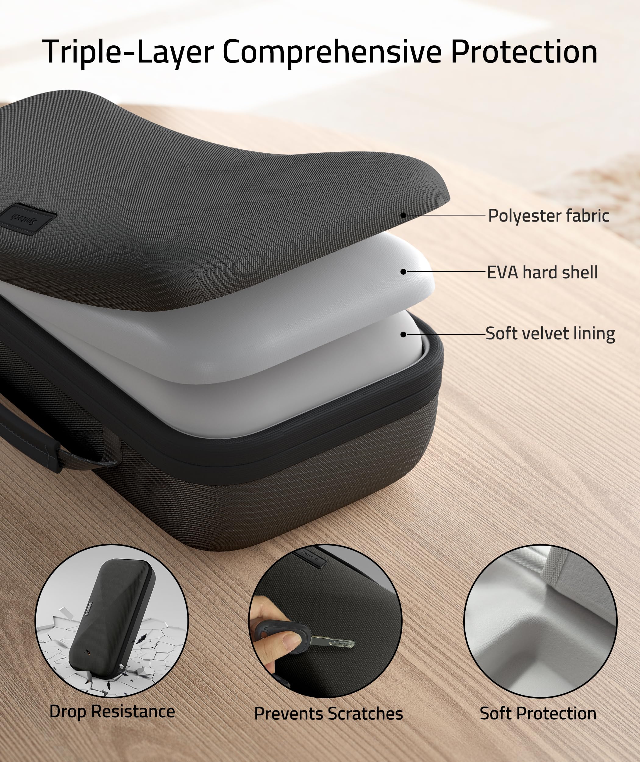 Syntech Hard Carrying Case Compatible with ASUS ROG Ally Console and Accessories, Portable Travel Handheld Case for Storage and Stand, EVA Shockproof Protective Carry Bag with Large Capacity, Black - Image 5
