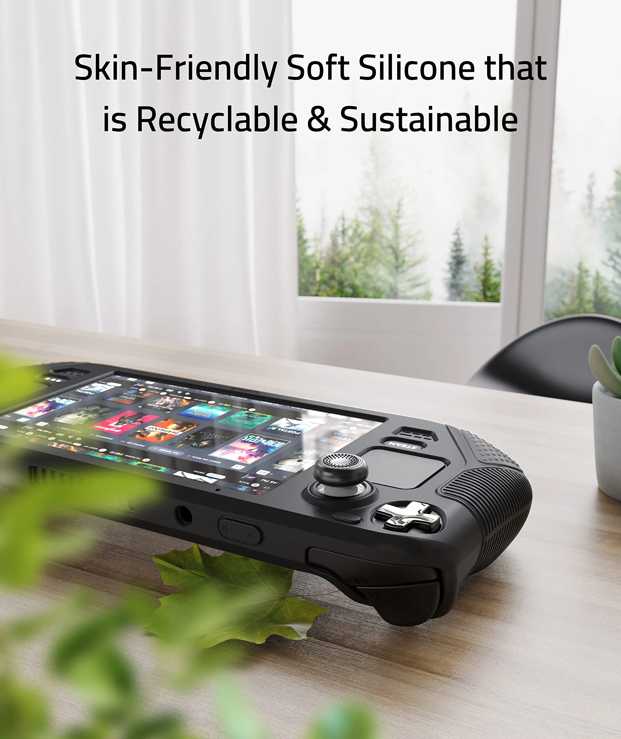 Syntech Protective Case Compatible with Steam Deck Accessories Console, All-Round Protection with Non-Slip Thumb Grips, Silicone Cover for Enhanced Fit and Alignment, Not for OLED Version-Black Black - Image 5