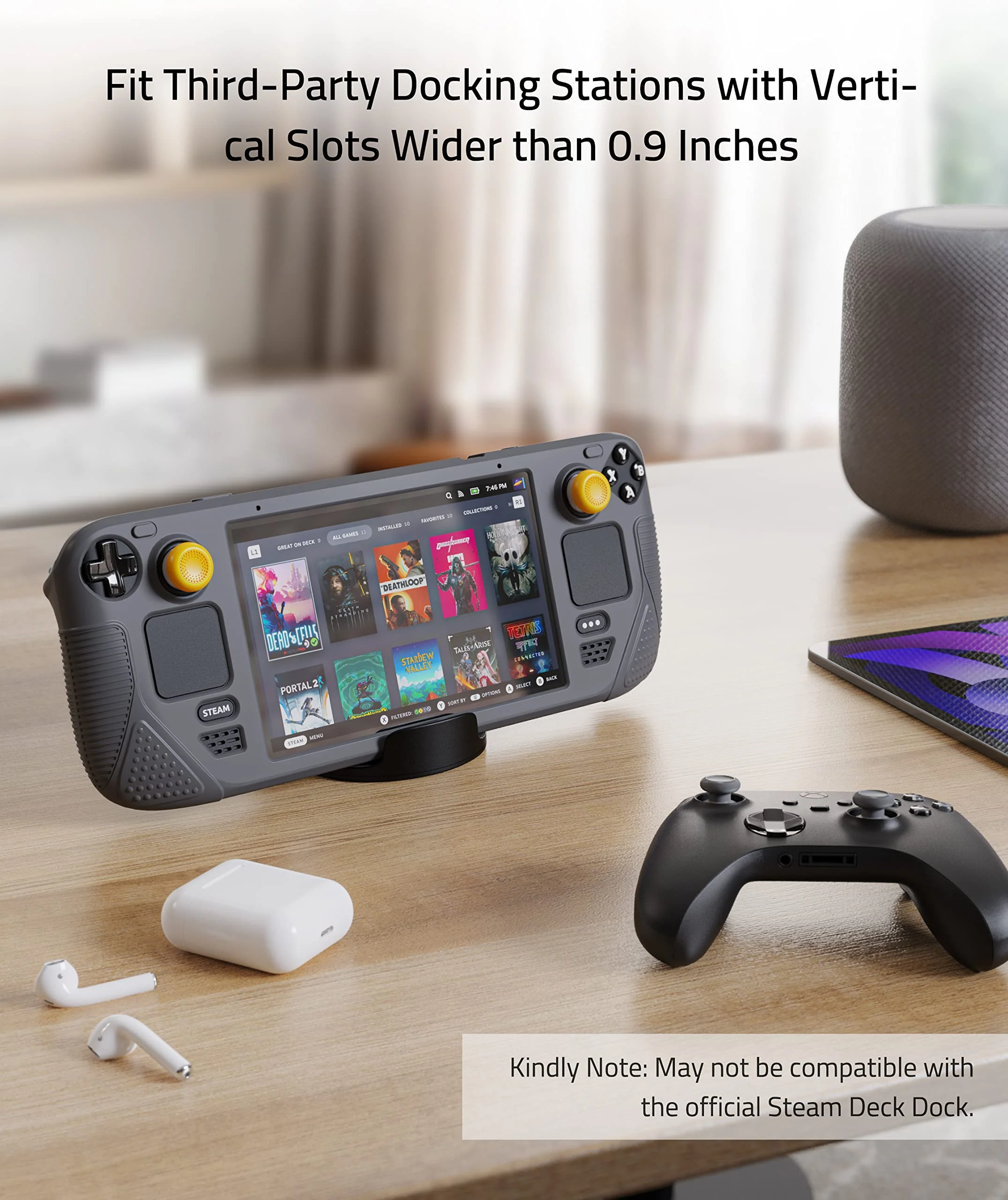Syntech Protective Case Compatible with Steam Deck Accessories Console, All-Round Protection with Non-Slip Thumb Grips, Silicone Cover for Enhanced Fit and Alignment, Not for OLED Version-Gray Grey - Image 6