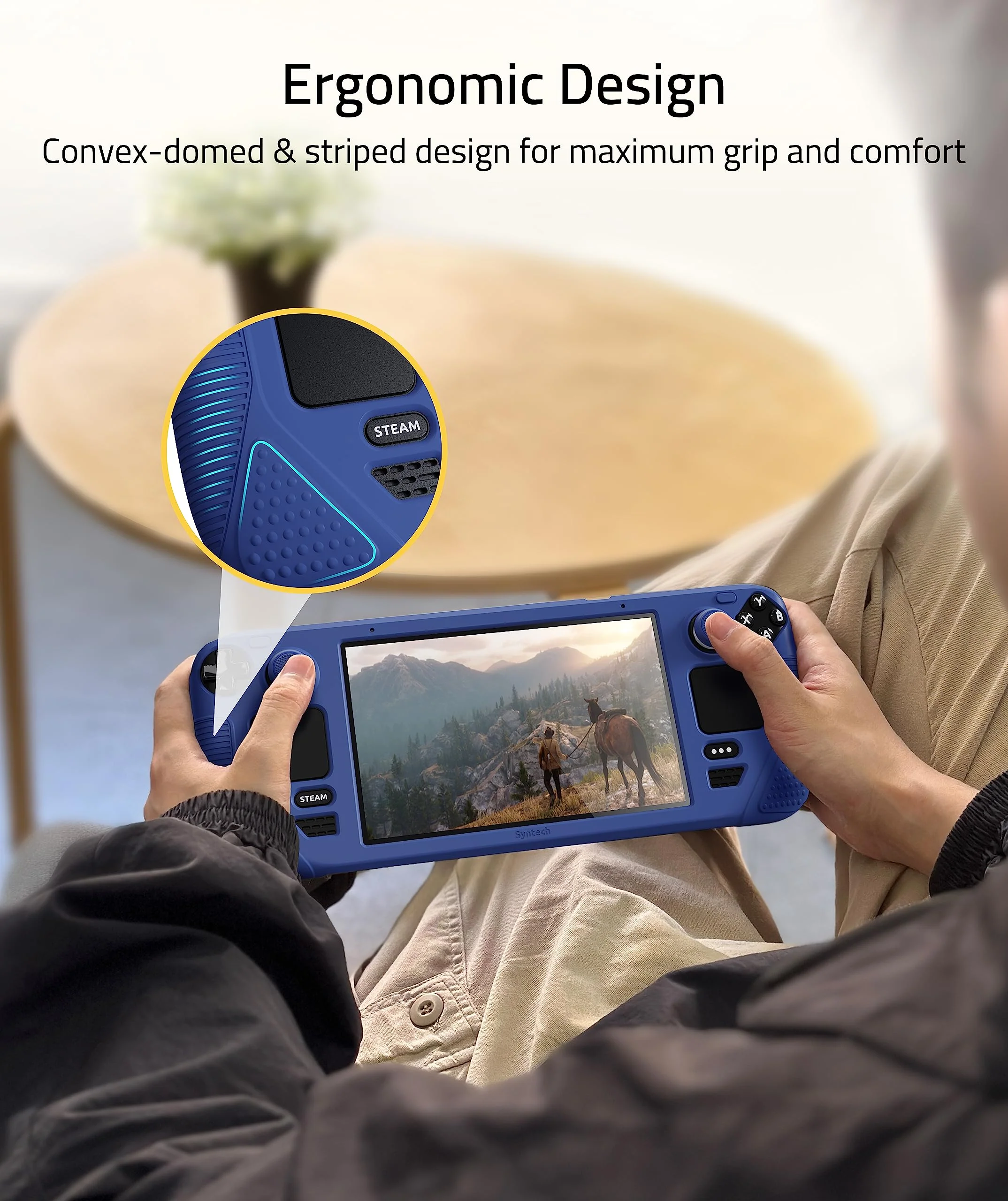 Syntech Protective Case Compatible with Steam Deck Accessories Console, All-Round Protection with Non-Slip Thumb Grips, Silicone Cover for Enhanced Fit and Alignment, Not for OLED Version-Navy Blue - Image 4
