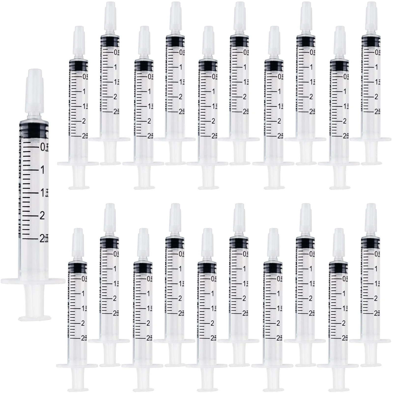 Syringes 2.5 ml, Pack of 20 Disposable Syringes Without Needle, Plastic Syringe with Sealing Cap, Colostrum Syringe, Dosing Syringe for Small Animal Feeding, Scientific Laboratories