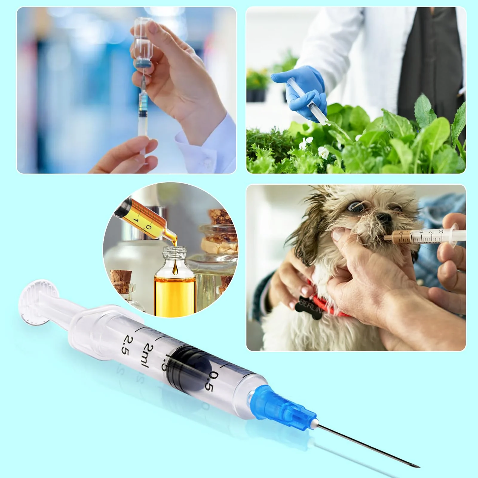 Syringes 2.5 ml, Pack of 20 Disposable Syringes Without Needle, Plastic Syringe with Sealing Cap, Colostrum Syringe, Dosing Syringe for Small Animal Feeding, Scientific Laboratories - Image 7