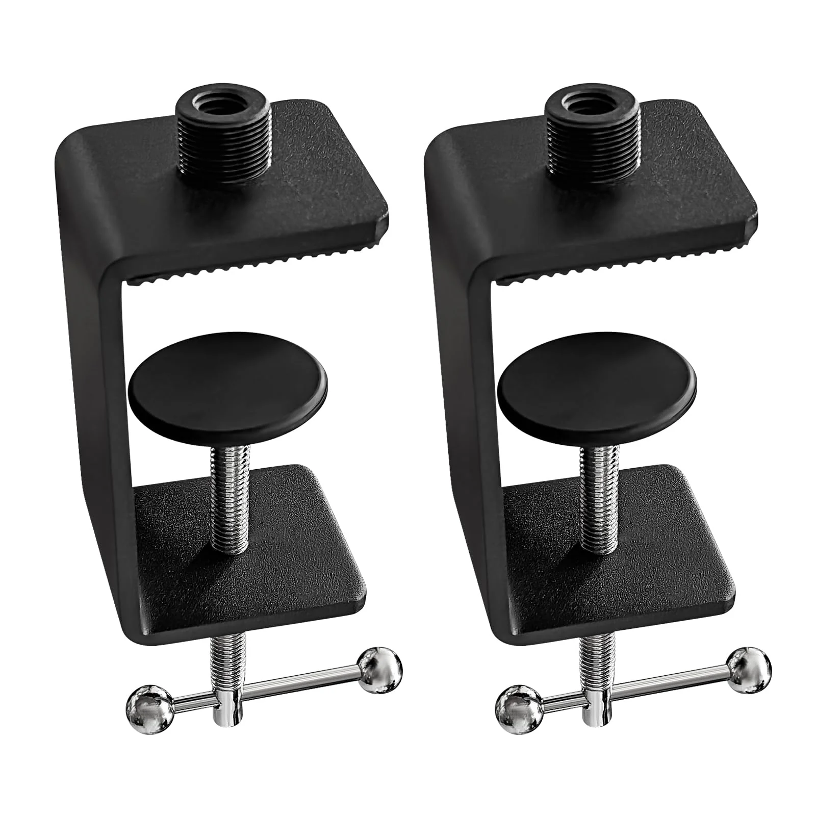 Table Microphone Clamp - Heavy-Duty Desk Mic Metal Clamp Mount with 5/8-27 Male and 3/8-16 Female Thread, 2PCS C-CLAMP MOUNT (2PCS)